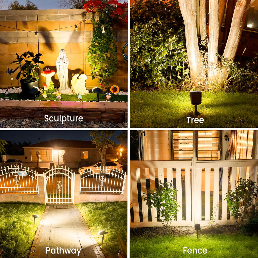 JEJOT Solar Lights Outdoor Waterproof IP65,Auto On/Off, 2700K 2 Lighting Modes, Super Bright LED, Solar Powered Yard Garden Solar Spot Lights for Outside Landscape -6 Pack