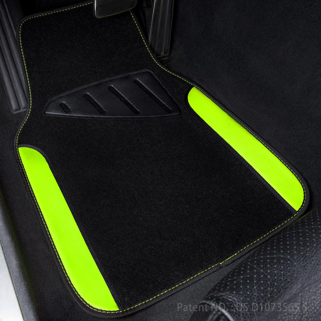 CAR PASS Beige Leather & Waterproof Car Carpet Floor Mats, Universal Car Mats Fit for SUV,Vans,sedans, Trucks,Set of 4pcs Car Carpet with Anti-Slip nibbs Driver Heel Pad (All Beige)