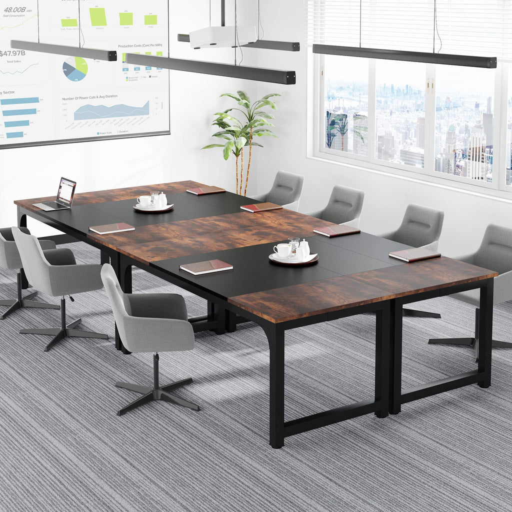 Tribesigns 63” Executive Desk, Large Office Computer Desk with Thicken Frame, Modern Simple Workstation Business Furniture for Home Office, Rustic Brown/Black