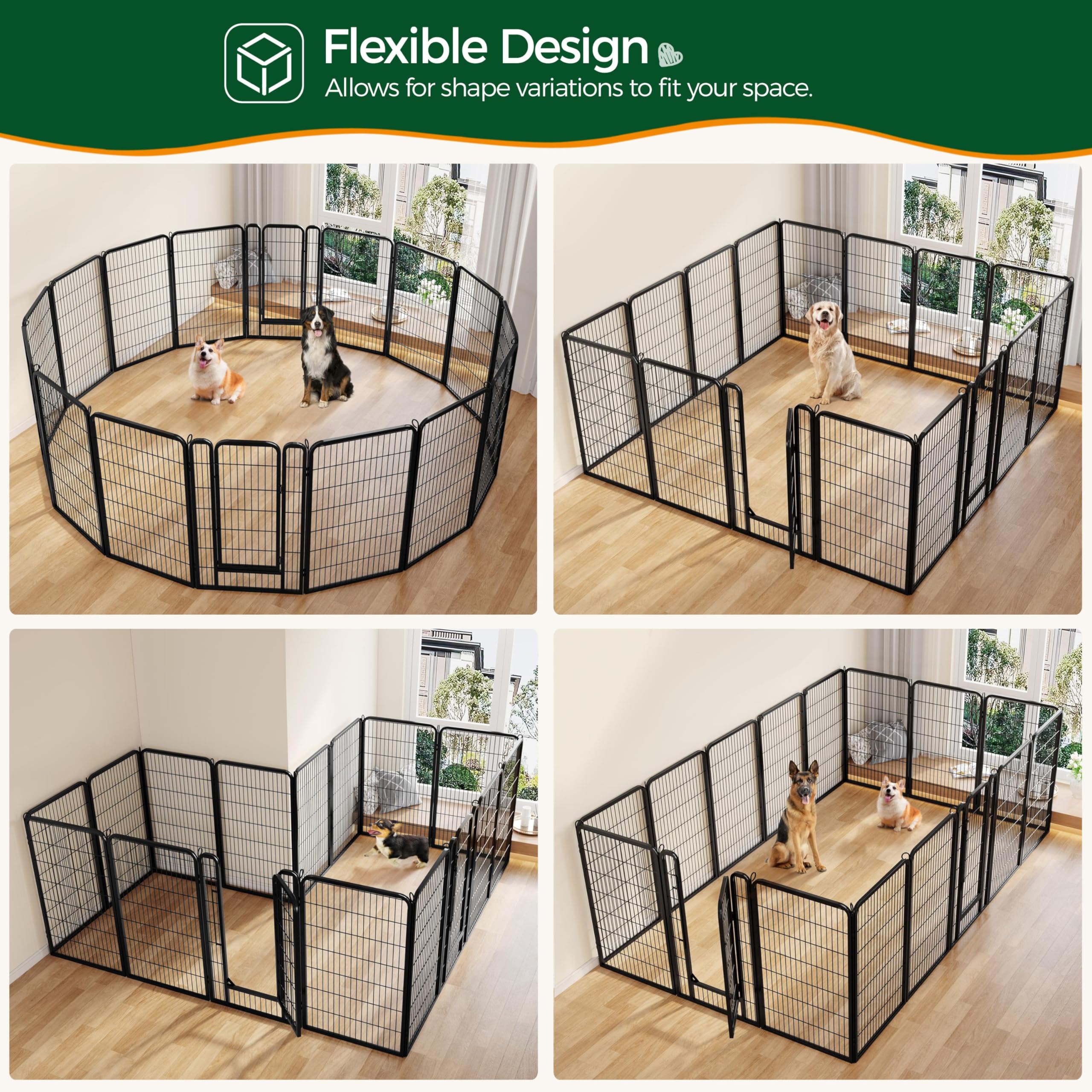 Yaheetech Dog Playpen, 24 inch 2 Panels Dog Pen for Indoor Heavy Duty Puppy Exercise Pen Metal Pet Fence for RV Camping/Yard/Garden