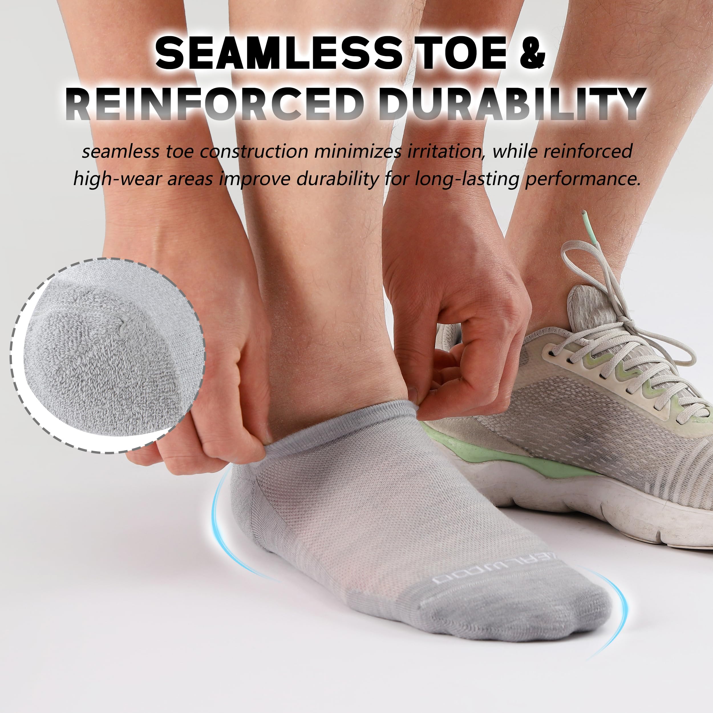 No Show Athletic Socks, ZEALWOOD 3 Pairs Merino Wool Ultra-Light Running Tennis Golf Socks for Men Women