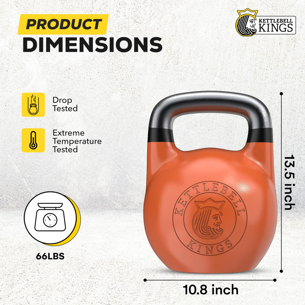 Kettlebell Kings Competition Kettlebells Weight (35mm handle) 8-48 KG | Hand weights Workout Gym Equipment & Strength training sets for Women & Men for Home Gym | Suitable for High Repetition Workouts