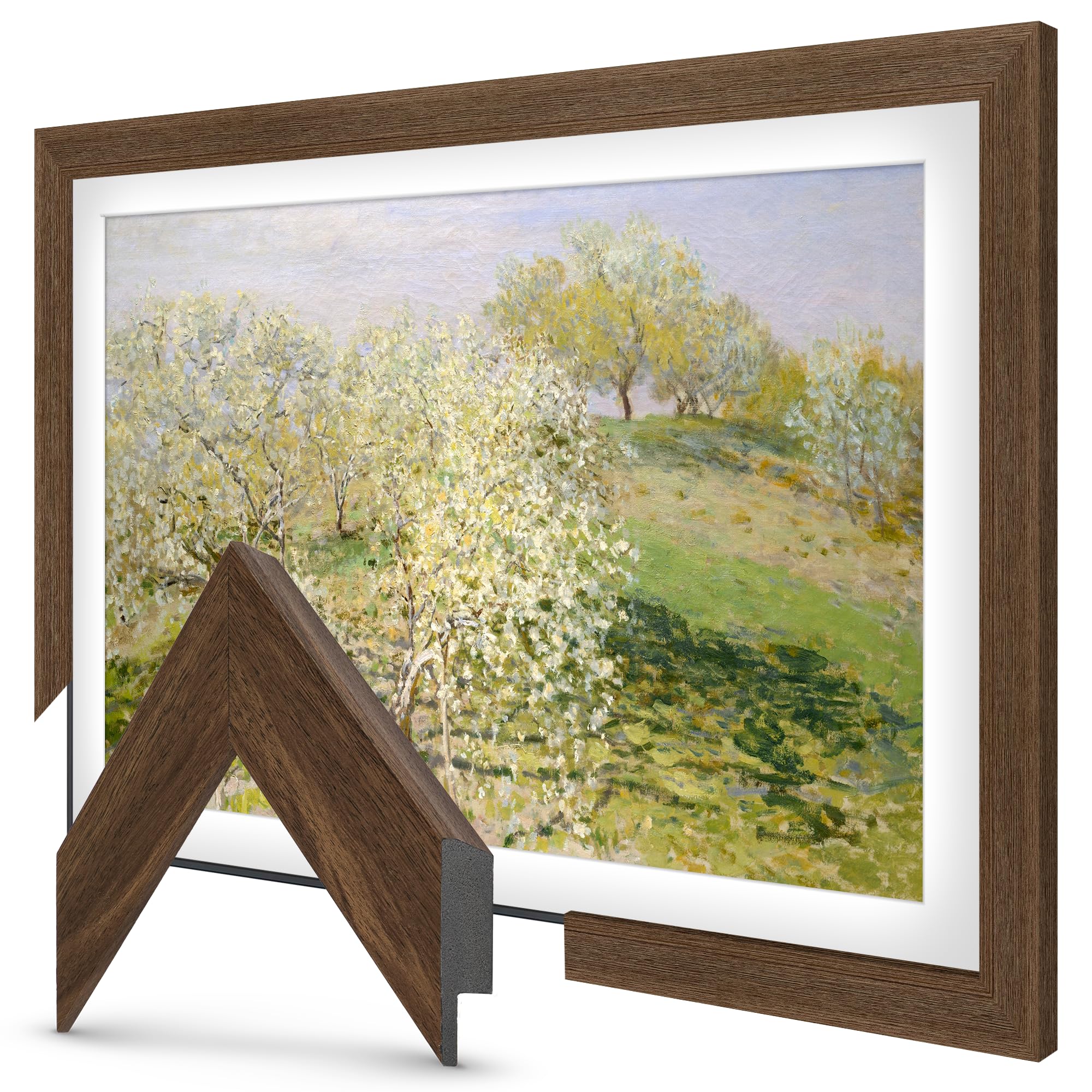 Museum Walnut 3" Color Chip Slim Deco TV Frame (32",43",50",55",65",75",85") Compatible ONLY with Samsung The Frame and Pro TVs (Fits 2021-2026, LS03A,LS03B,LS03C,LS03D,LS03FA,LS03FW)