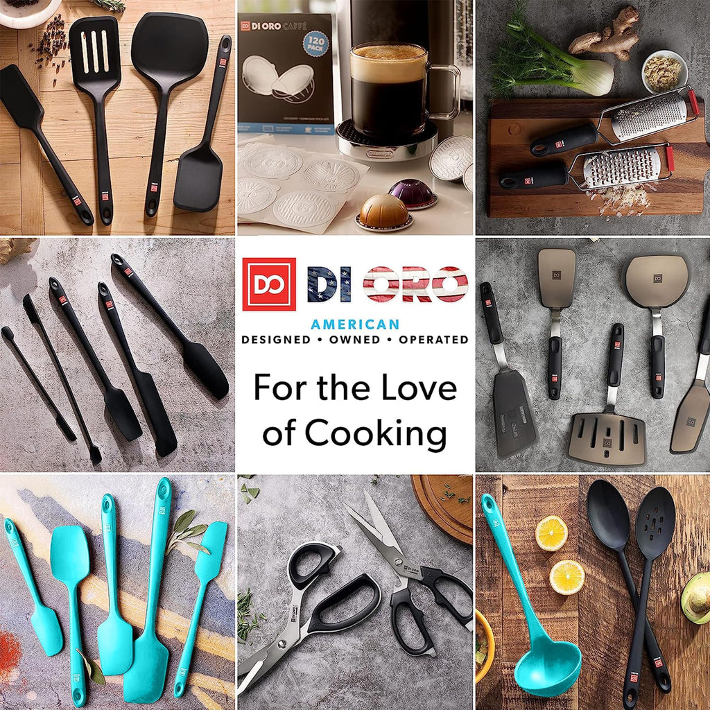DI ORO Silicone Spatula Set - Rubber Kitchen Spatulas for Baking, Cooking, & Mixing - 600°F Heat-Resistant & BPA Free Silicone Scraper Spatulas for Nonstick Cookware - Dishwasher Safe (5pc, Black)