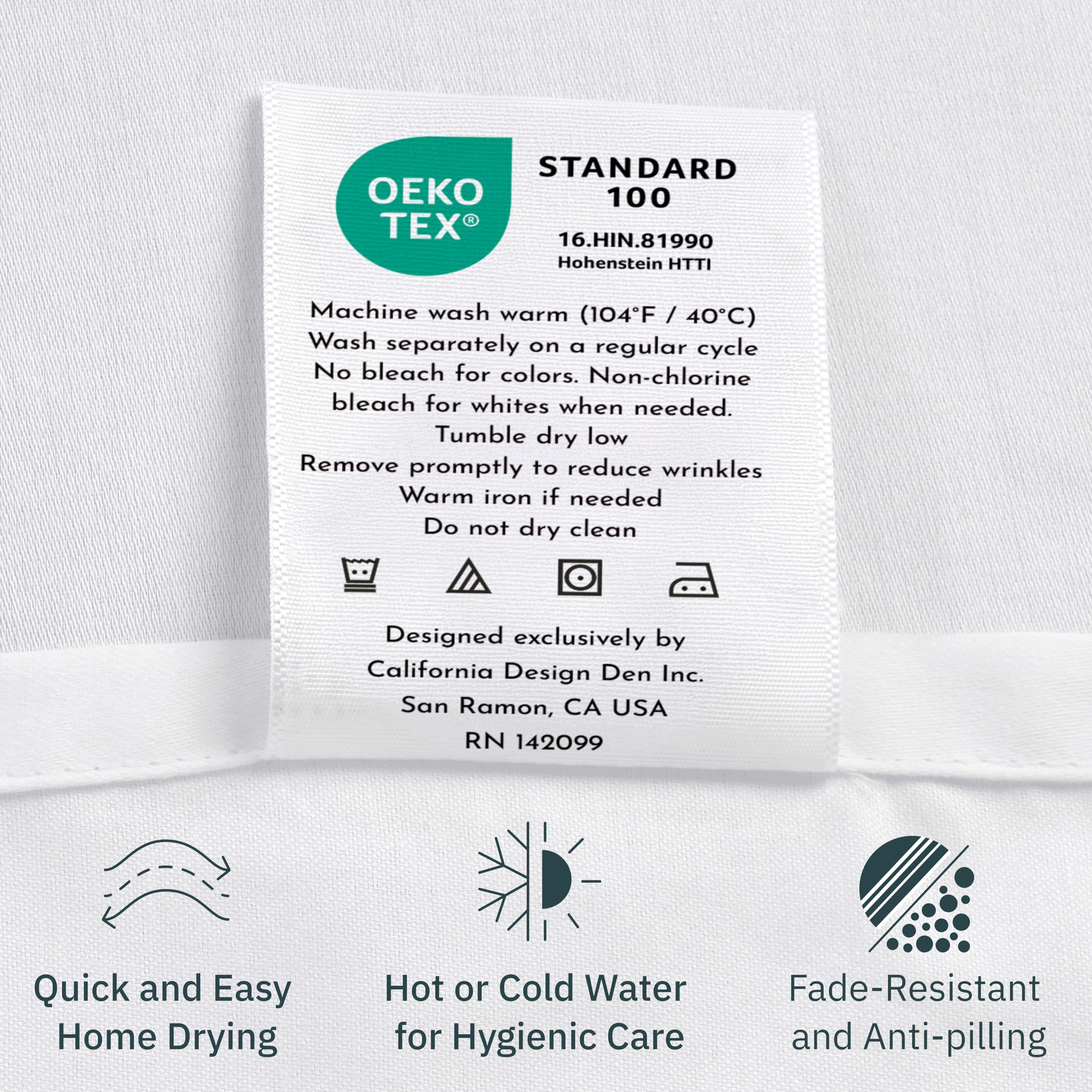 CALIFORNIA DESIGN DEN Soft & Silky 500 Thread Count 100% Cotton is Cool & Smooth, White Pillowcases Queen Size Fits Standard & Queen Pillows (Pure White)