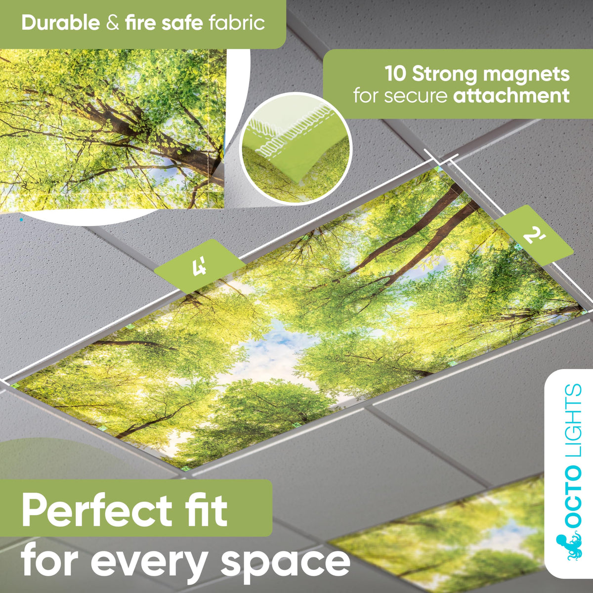 Fluorescent Light Covers for Ceiling Lights - 4 Seasons Magnetic Cover for Fluorescent Or LED Fixture - Must Haves Teacher Supplies - Classroom, Home, Office Cubicle Decor - Filters Overhead Lighting