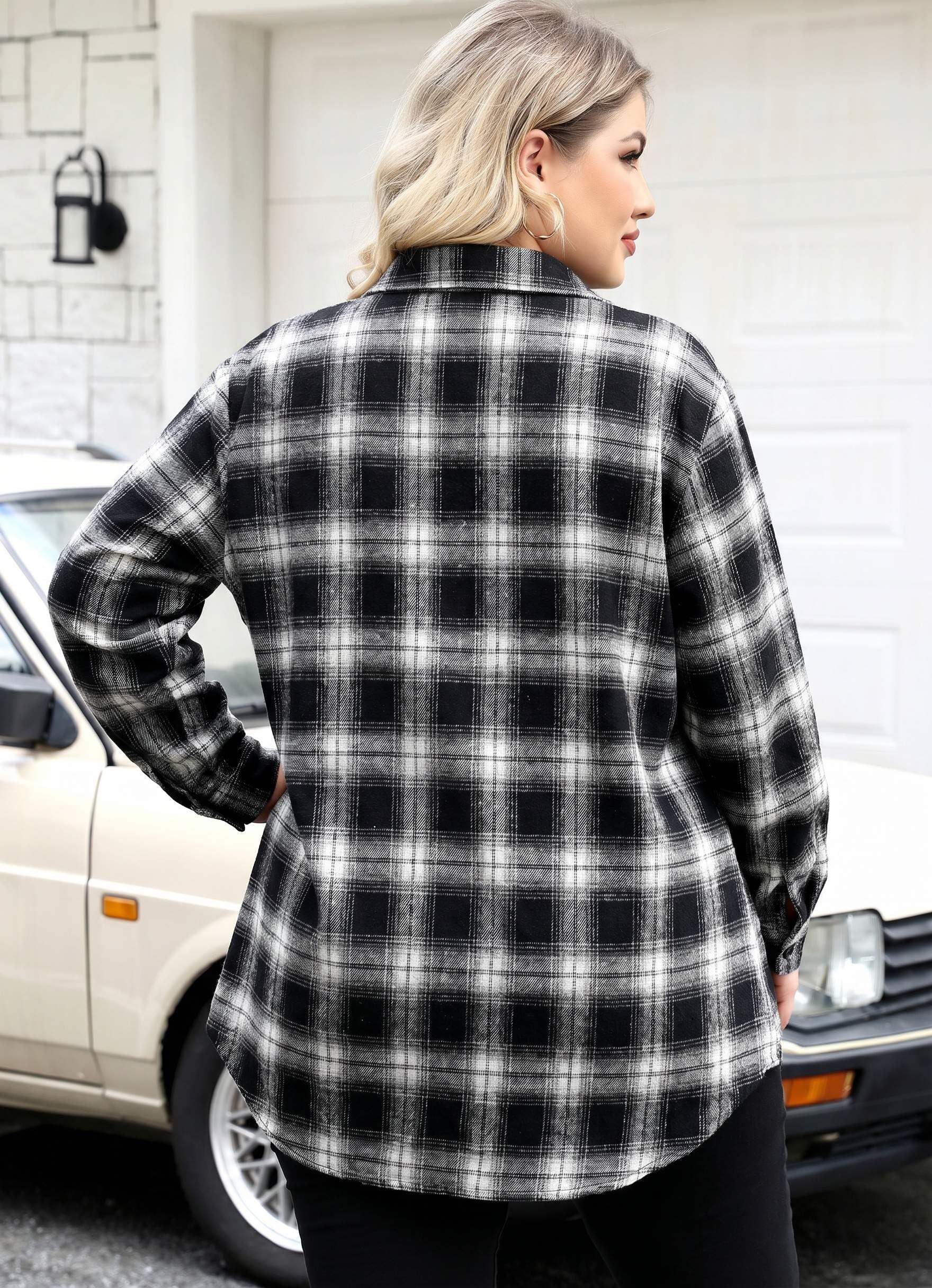 Zeagoo Womens Plus Size Flannel Shirts Plaid Shirts Long Sleeves Casual Button Down Collared Shacket Tops