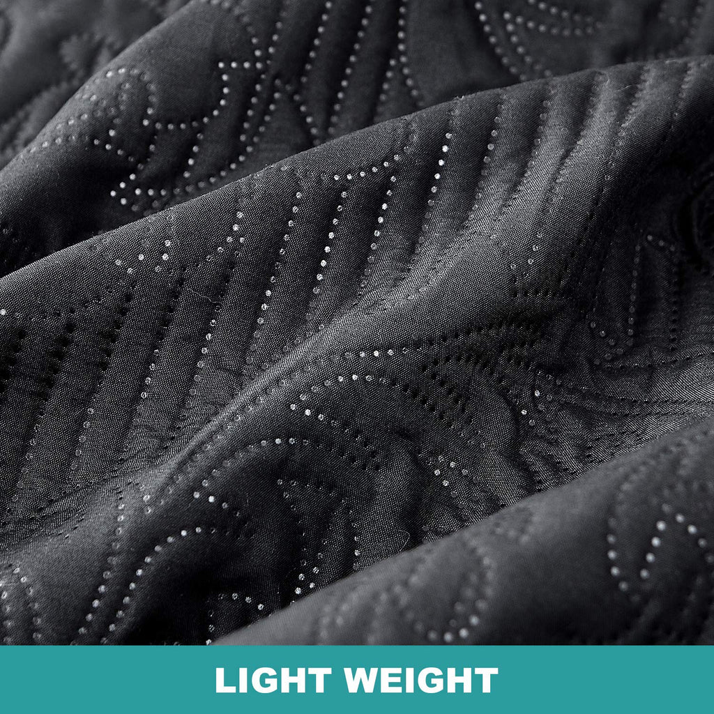 Hansleep Black Quilt Twin Size - Damask Ultrasonic All Season Bedspread Twin, Soft Lightweight Coverlet Bedding Set, 2 Pieces (1 Quilt, 1 Pillow Sham)