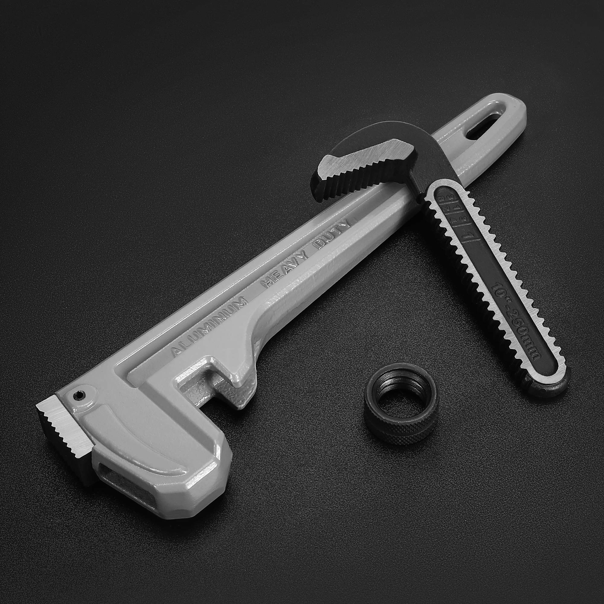 DURATECH 8-inch Heavy Duty Aluminum Straight Pipe Wrench, Adjustable Plumbing Wrench, Drop Forged, Exceed GGG standard