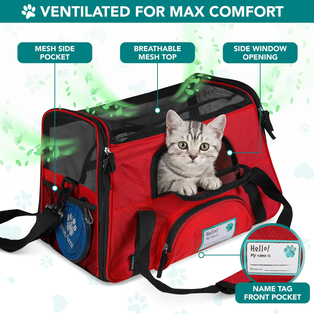 PetAmi Airline Approved Pet Carrier for Cats & Small Dogs, Soft Sided TSA Travel Carrier Bag with Sherpa Bed, Breathable Mesh Ventilation, Collapsible Bowl, Fits Under Seat, Up to 18 lbs, Small Black