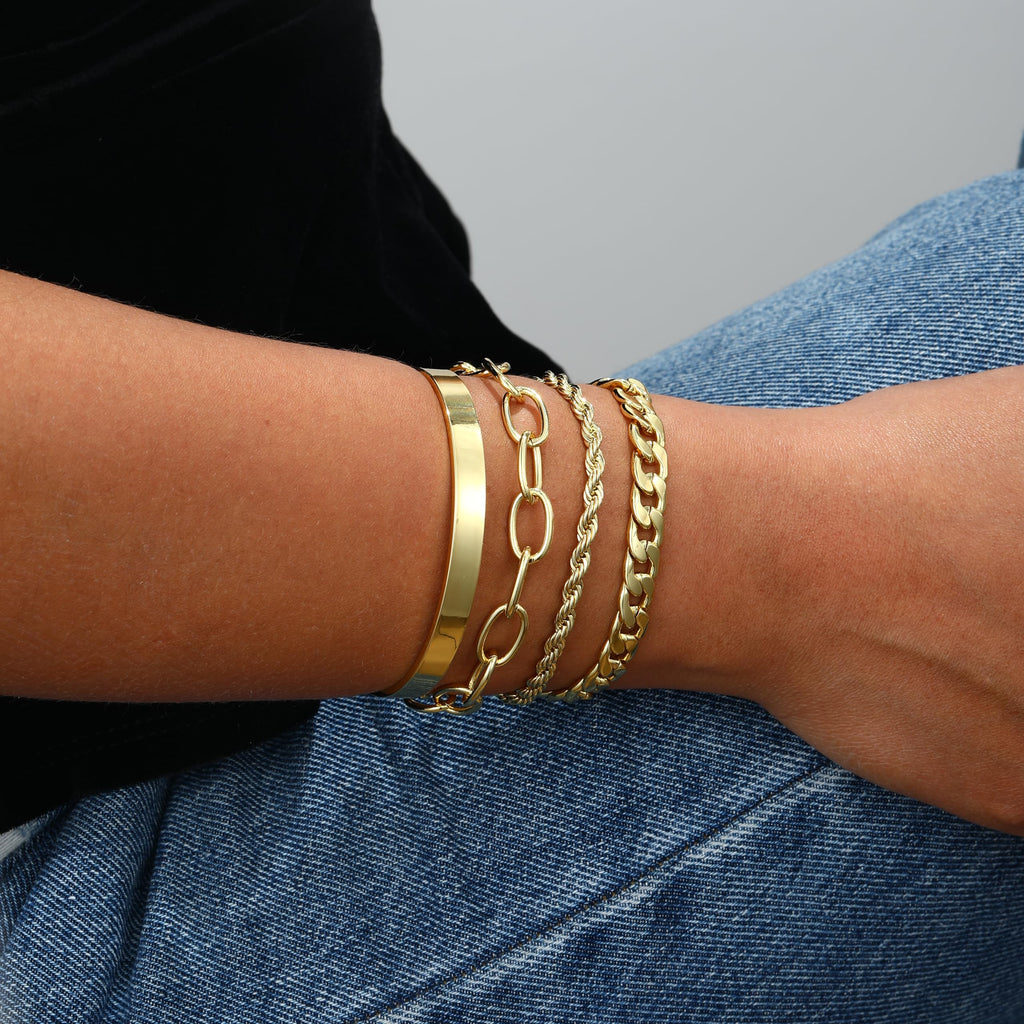 Coshilta Gold Bracelets for women 14K Gold Bangle Bracelet Stack - Adjustable Waterproof Trendy Bracelets Gold Filled Stacks Bangles Link Chain Gold Bracelet Non Tarnish for Women Jewelry Gifts