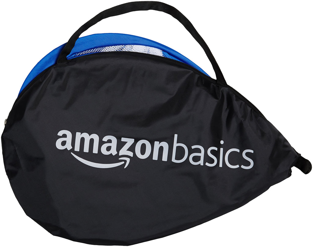 Amazon Basics Portable Pop Up Soccer Goal Set for Kids, Training Equipment, Outdoor Sports Games, Backyard Soccer, Blue, 2-Pack
