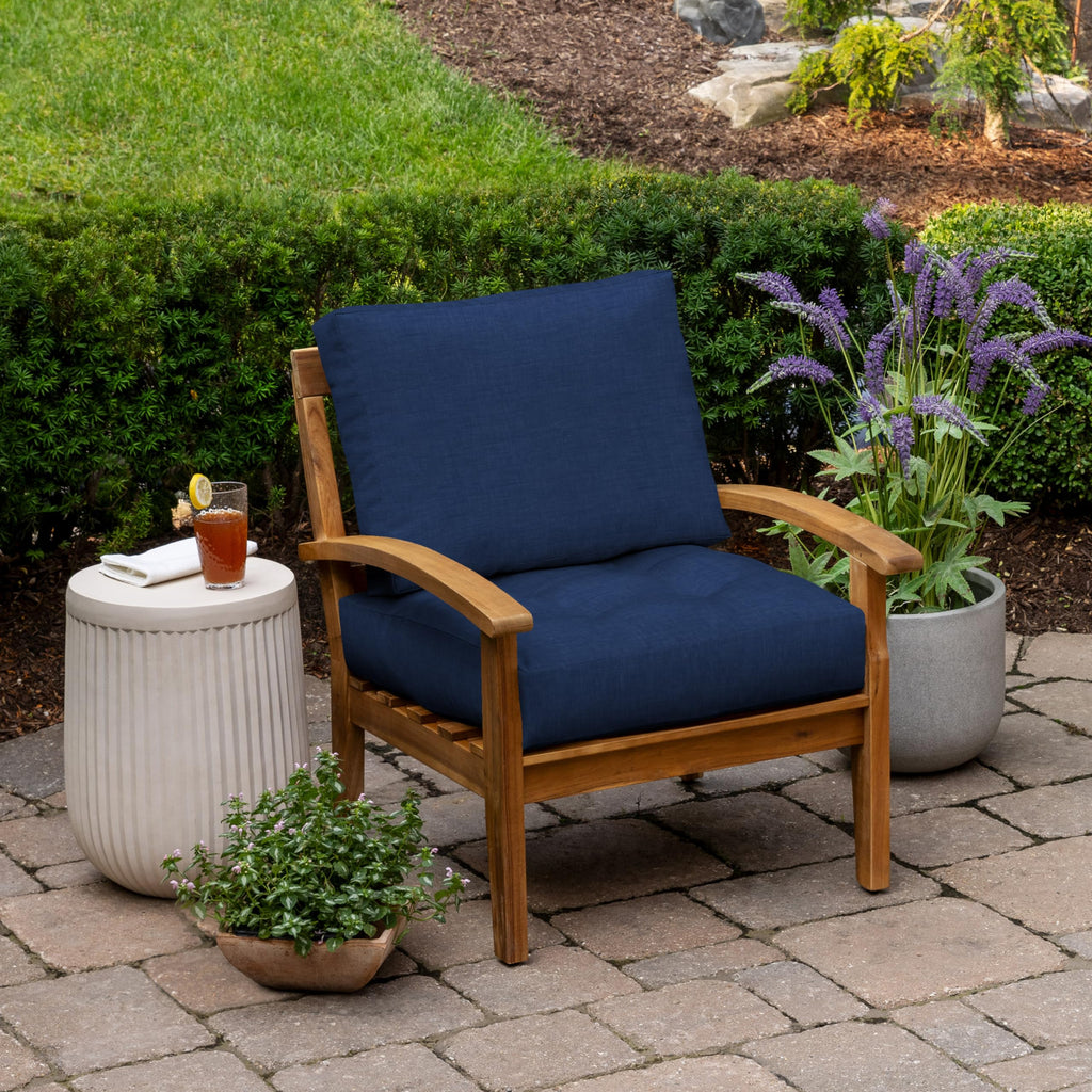 Arden Outdoor Plush Modern Tufted Blowfill Deep Seat Set, 24 x 24, Water Repellent, Fade Resistant, Deep Seat Bottom and Back Cushion for Chair and Sofa, Alana Tile
