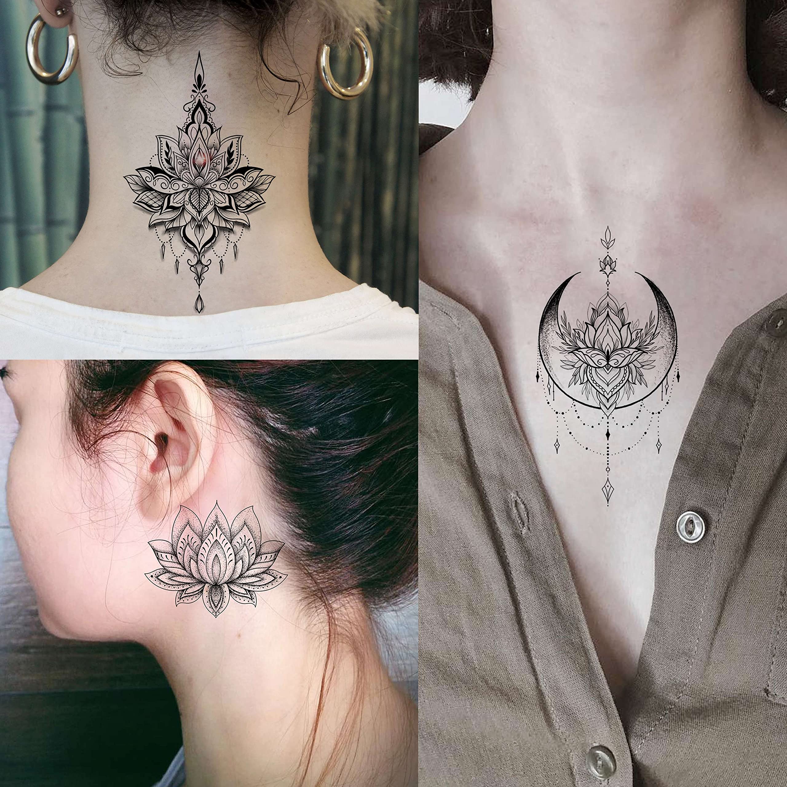 EGMBGM 52 Sheets Tiny Small Temporary Tattoos For Kids Boys Girls, Tribal Animals Butterfly Anchor Compass Tattoo Stickers For Men Women, 3D Cute Flower Fake Face Tatoo Kits Sets For Neck Arm Hands