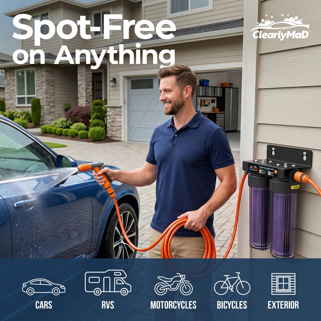 DI Spot-Free Car Wash Rinse Plus, Deionized System for Spotless Washing Dual Resin Filters, Complete Kit with Hose, Nozzle and Quick Connects, Prevent Water Spots on RVs and Windows
