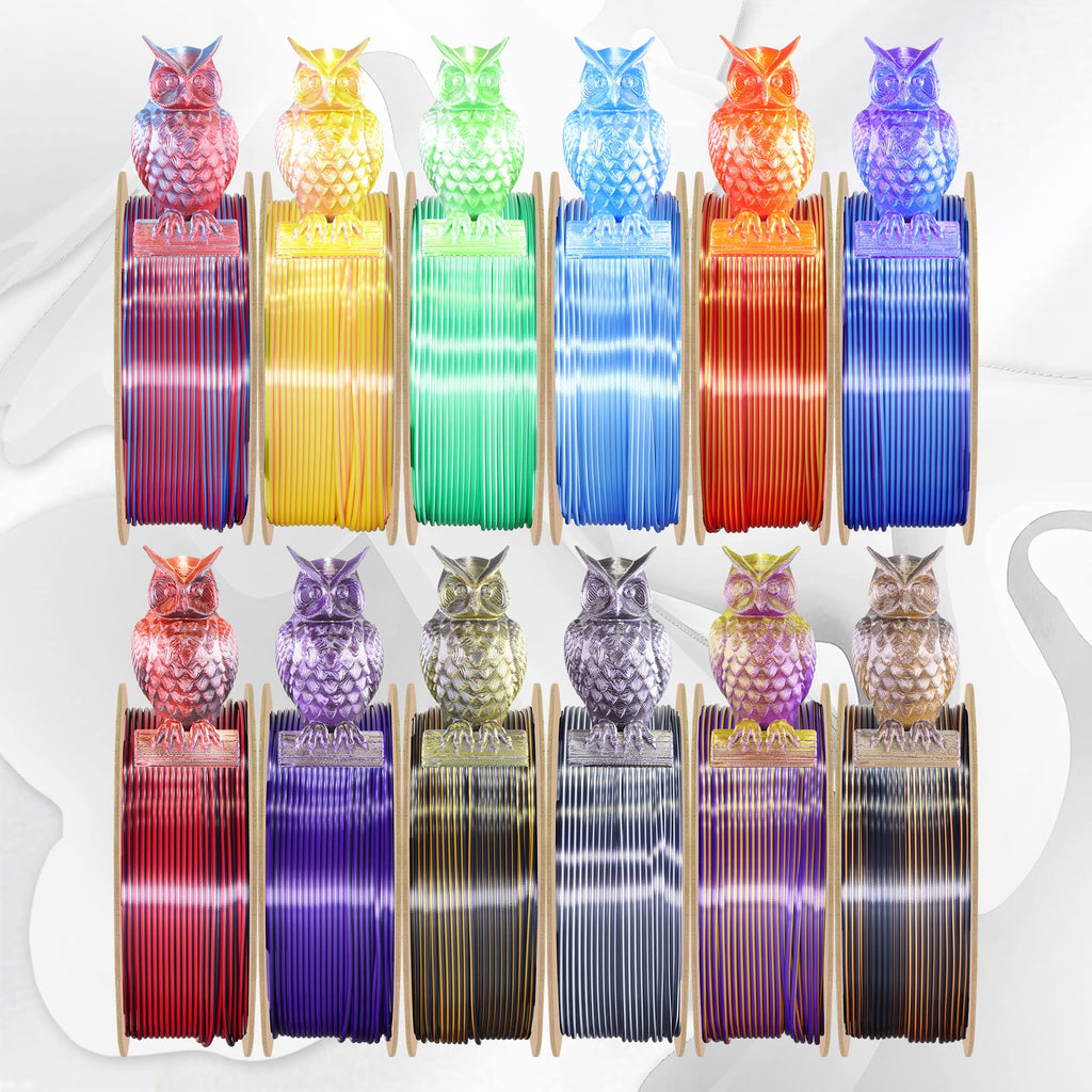 1.75mm PLA 3D Printer Filament Bundle: Glow in Dark Green/Blue/Purple/Rainbow, One Spool Clear Multi Colored, Each Spool 250g, Total 1.25Kg 3D Printing Material, 250g x 5 Spools Glow in Dark PLA