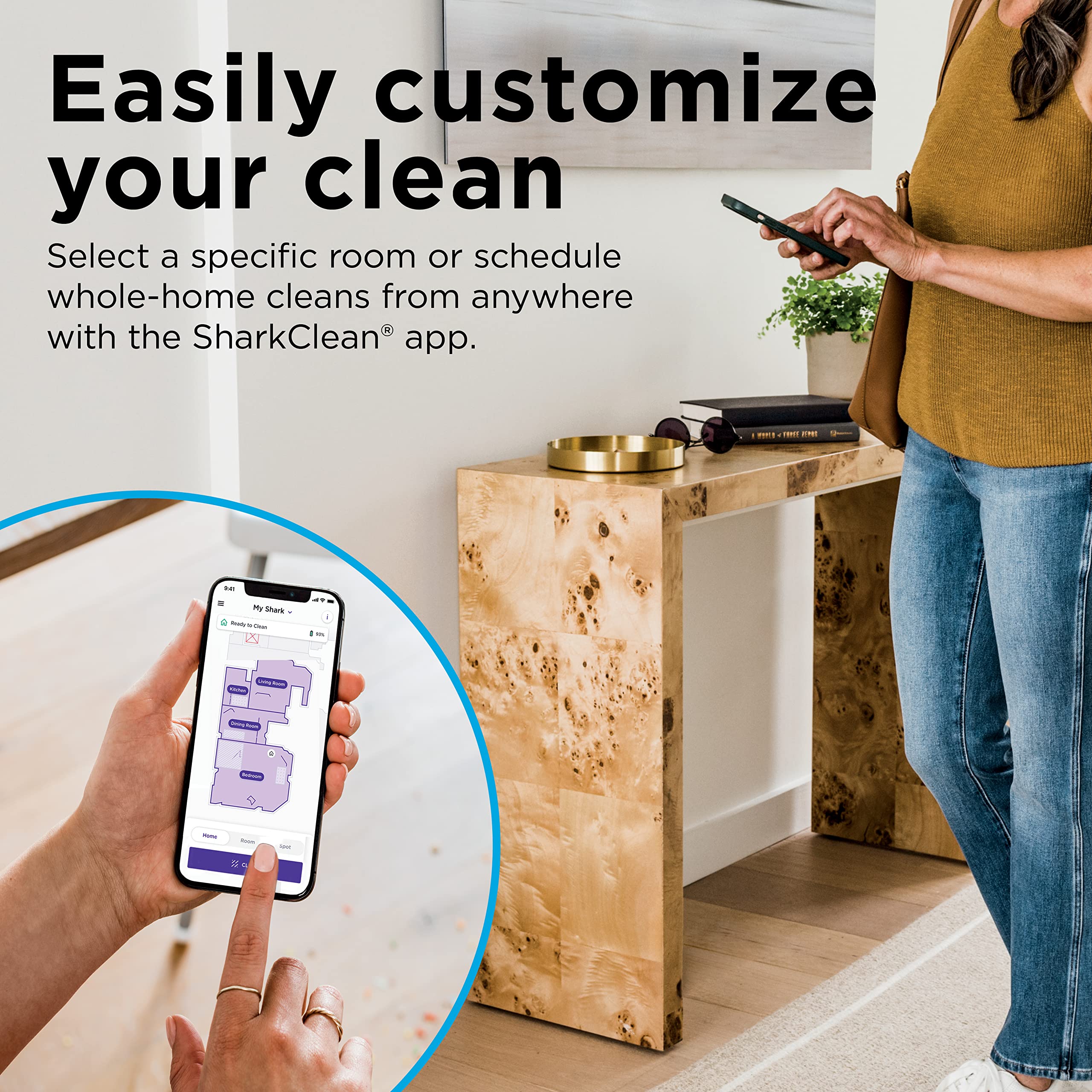 Shark RV2310 Matrix Robot Vacuum with Self-Cleaning Brushroll for Pet Hair, No Spots Missed on Carpets and Hard Floors, Precision Home Mapping, Wi-Fi Black/Silver, 0.5 Quarts