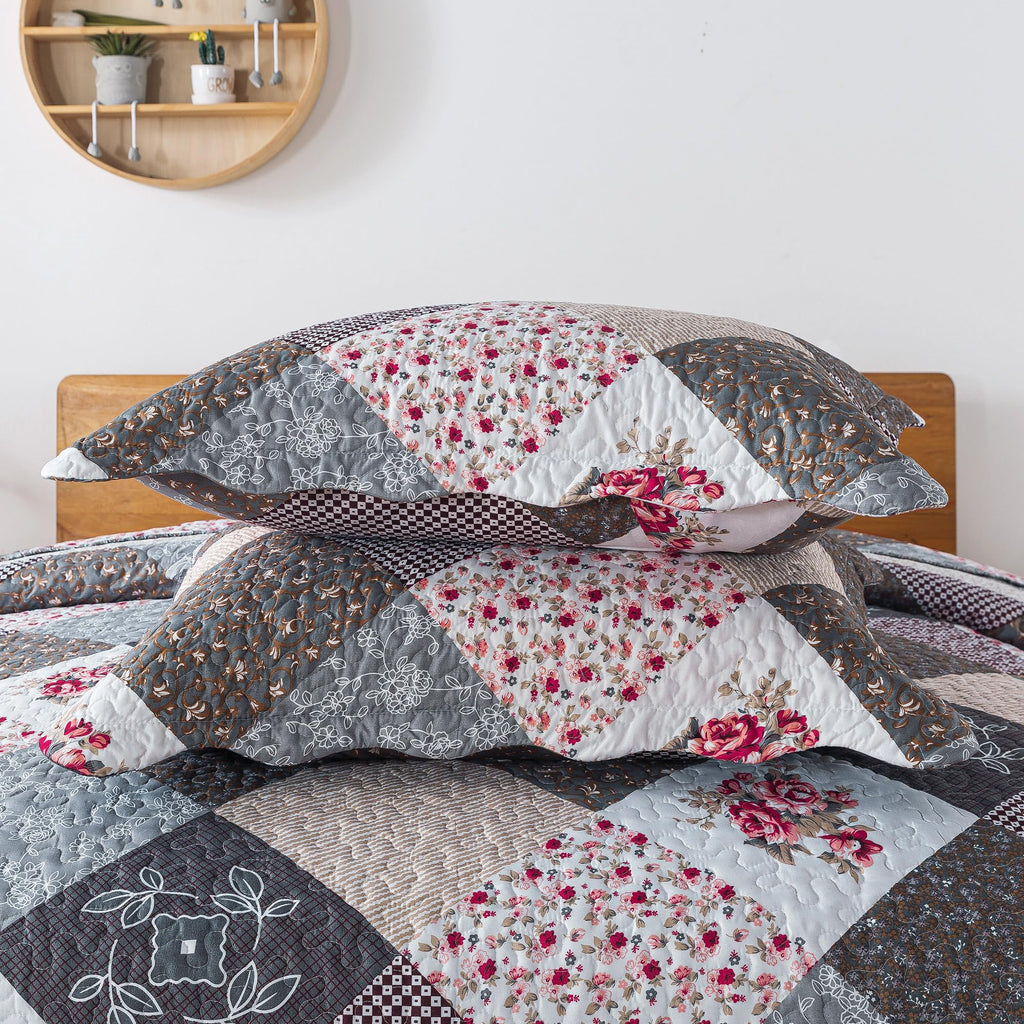 HoneiLife Quilt Sets Twin Size - 2 Piece Microfiber Quilts Reversible Bedspreads Patchwork Coverlets Floral Bedding Set All Season Quilts with Blue and White Porcelain Pattern