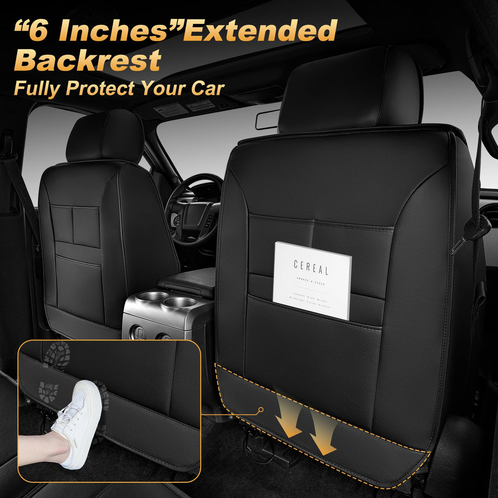 AOMSAZTO Seat Covers Fit for Ford F150 : 2009-2024 2025 2026 - F250/F350/F450 2017-2024 2025 2026 Truck Pick-up Front Car Seat Covers Faux Leather(Blackline, 2PCS Front)