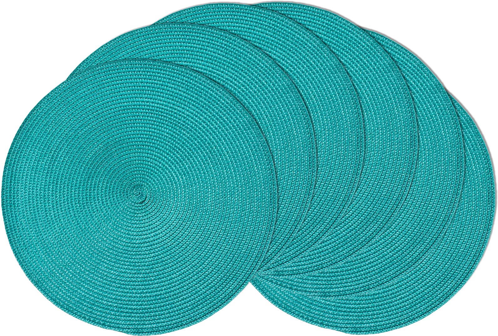 AHHFSMEI Round Placemats Set of 6 Heat Resistant Washable Non-Slip Woven Braided Table Mats for Dining Table Kitchen & Home Decor (Beige)