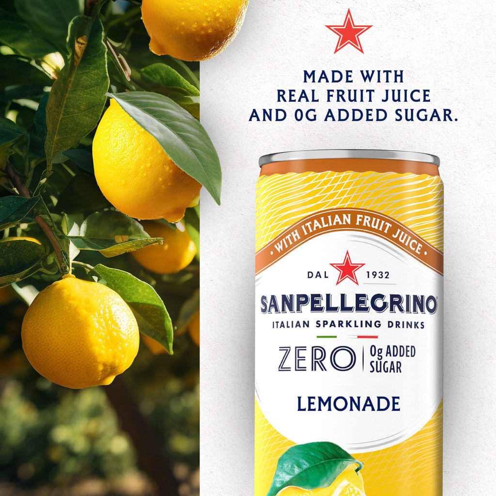 Sanpellegrino Zero Grams Added Sugar Pomegranate & Orange Italian Sparkling Drink, 24 Pack Of 11.15 Fl Oz Cans, Sanpellegrino Italian Sparkling Drinks, Low-Calorie Fruit Juice Beverages