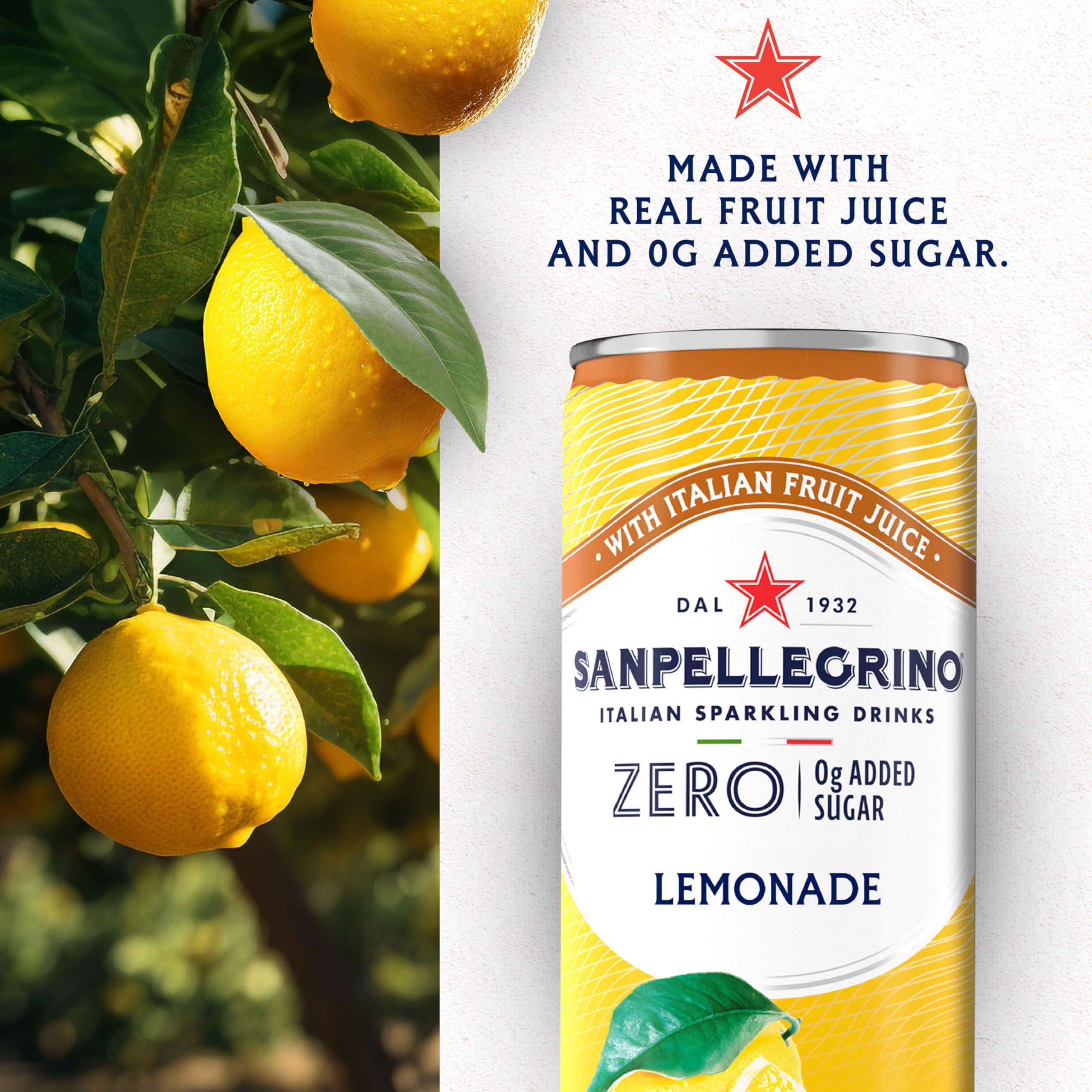 Sanpellegrino Zero Grams Added Sugar Pomegranate & Orange Italian Sparkling Drink, 24 Pack Of 11.15 Fl Oz Cans, Sanpellegrino Italian Sparkling Drinks, Low-Calorie Fruit Juice Beverages