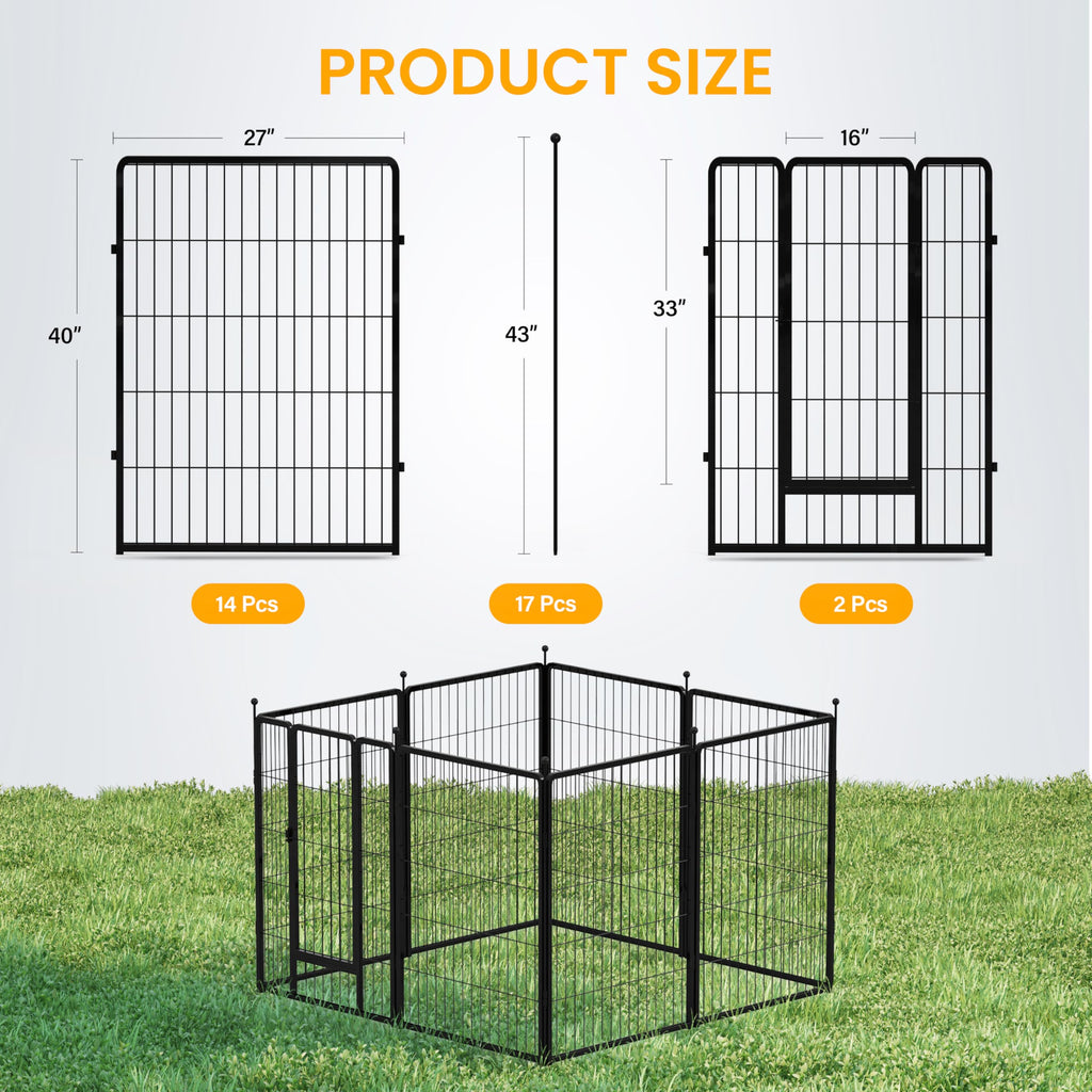 Dog Playpen 24 Inch 8 Panels, Ideal Dog Fence for Puppy/Small Dogs Indoor & Outdoor Bliss, Perfect Dog Pen for Camping, Yard, RV, Garden Fence, Black