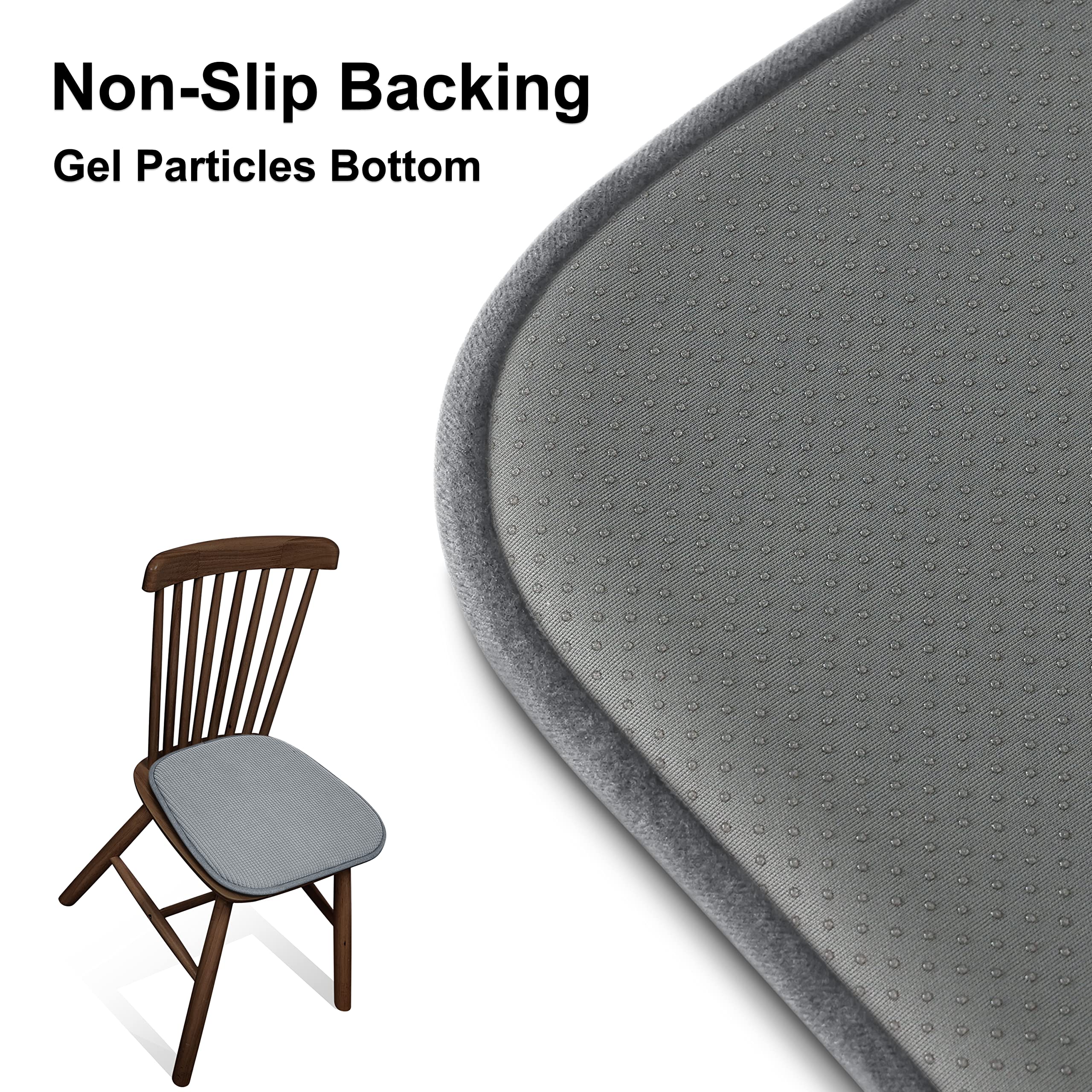 Shinnwa Dining Chair Cushions 2 Pack, Non Slip Indoor Chair Pads, U-Shaped Kitchen Seat Cushions, Set of 2, 15 x 16 Inches, Black