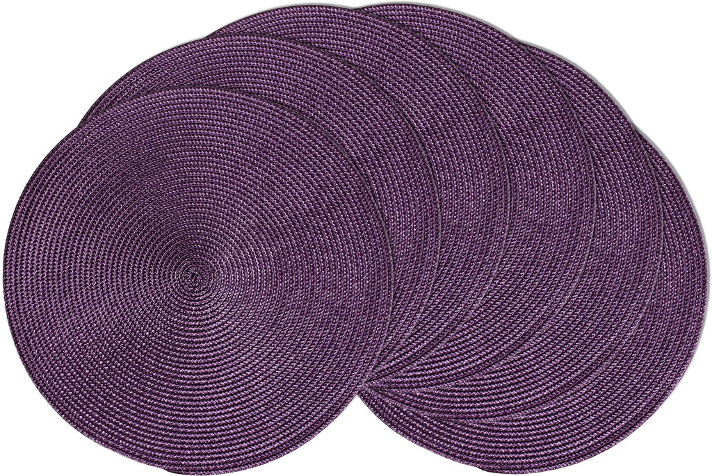 AHHFSMEI Round Placemats Set of 6 Heat Resistant Washable Non-Slip Woven Braided Table Mats for Dining Table Kitchen & Home Decor (Beige)