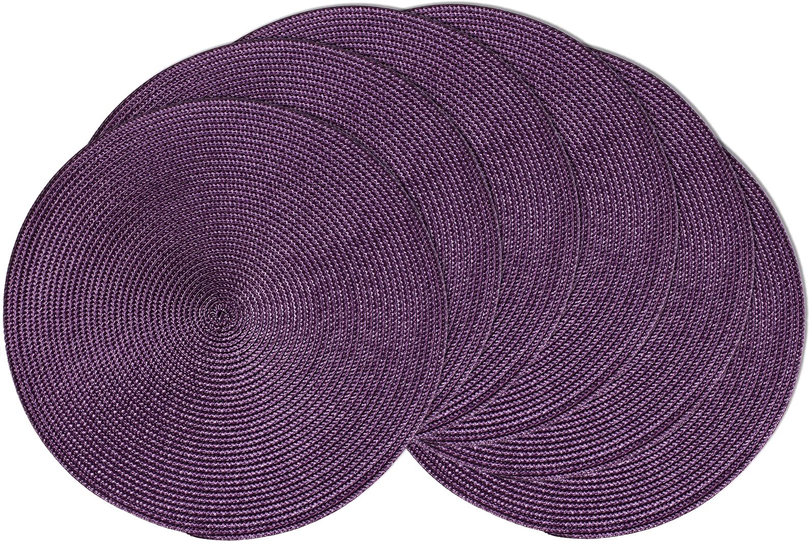 AHHFSMEI Round Placemats Set of 6 Heat Resistant Washable Non-Slip Woven Braided Table Mats for Dining Table Kitchen & Home Decor (Beige)