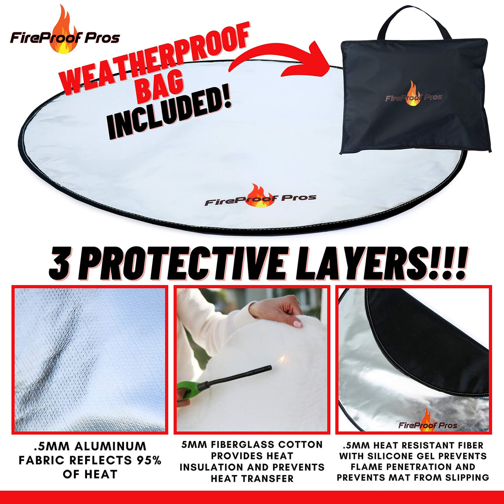 Fire Pit Mats for Under fire Pit 24" Round Non Combustable Heat Deflector Fire Resistant Fireproof Mat/Fireplace Mat. Pad Protector for firepit, Grill