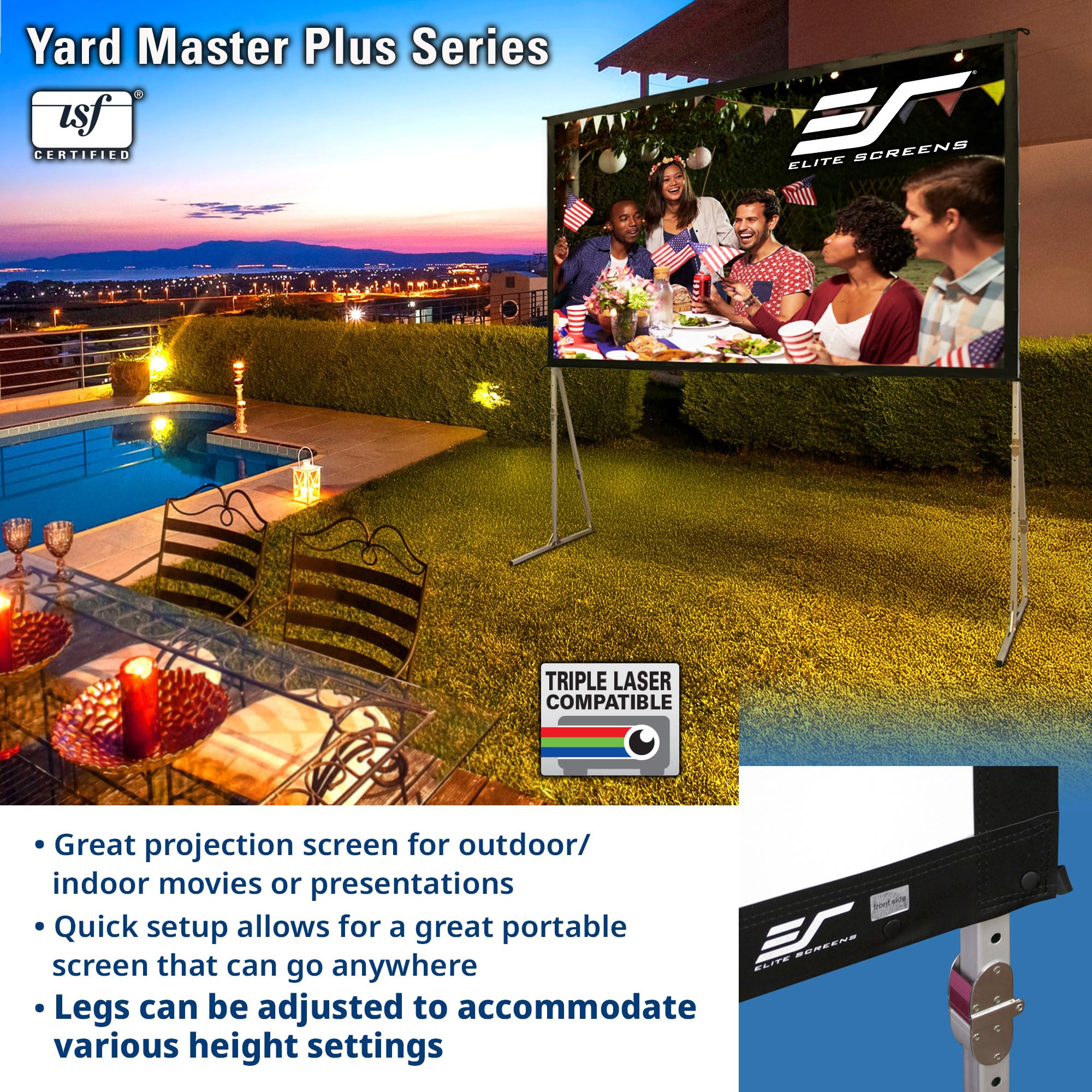 Elite Screens 100-inch Wraith Veil DUAL, 16:9, 0.8 Gain, 150° Viewing Angle, Front & Rear Projection Screen, Yardmaster 2 OMS100H2-Dual