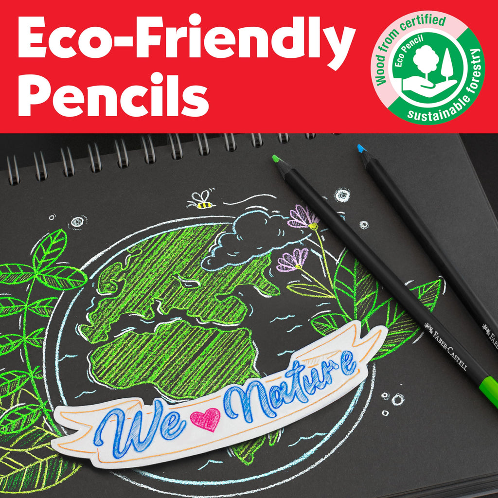 Faber-Castell Black Edition Colored Pencils| Great Back to School Art Supplies | Classic (12 Count)