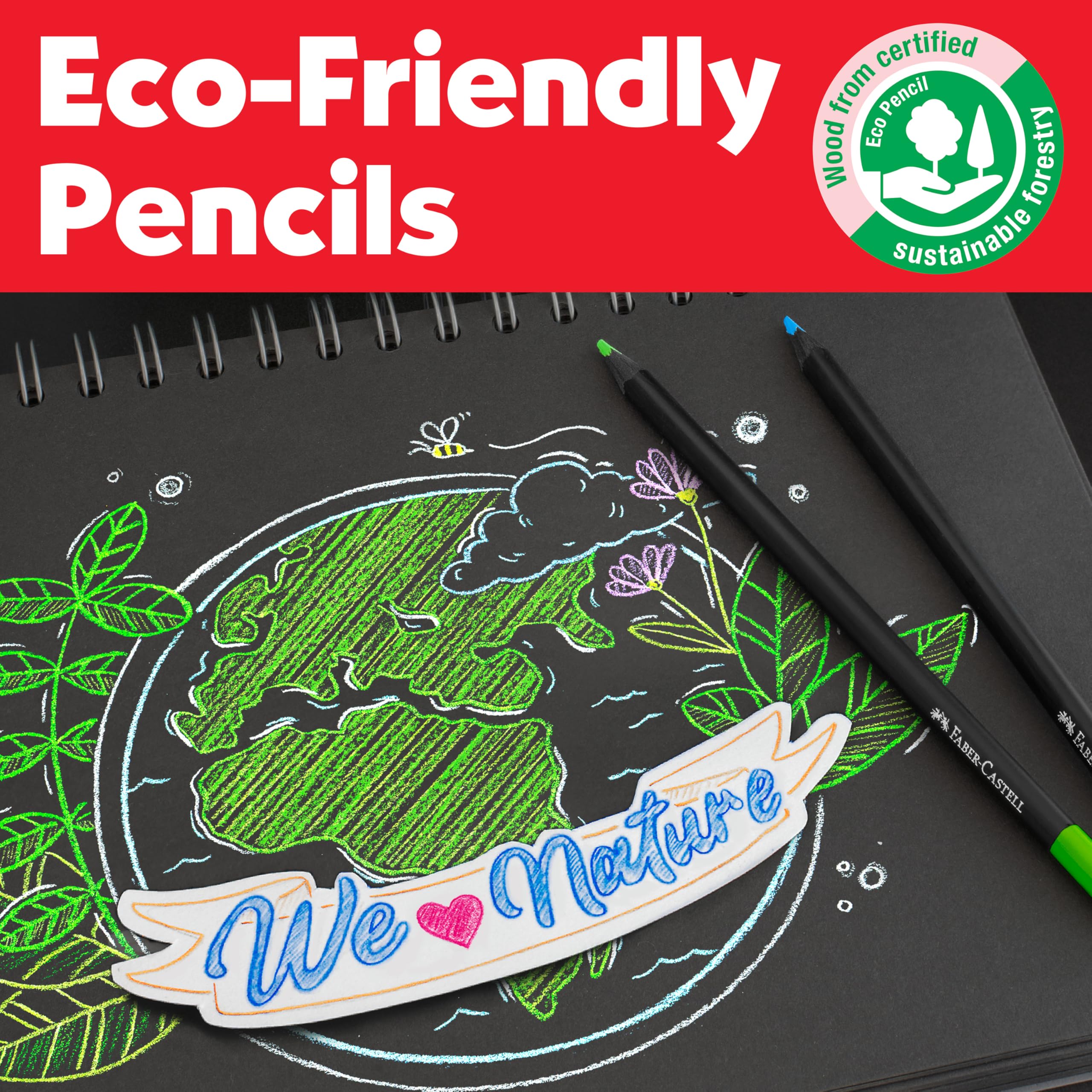Faber-Castell Black Edition Colored Pencils| Great Back to School Art Supplies | Classic (12 Count)