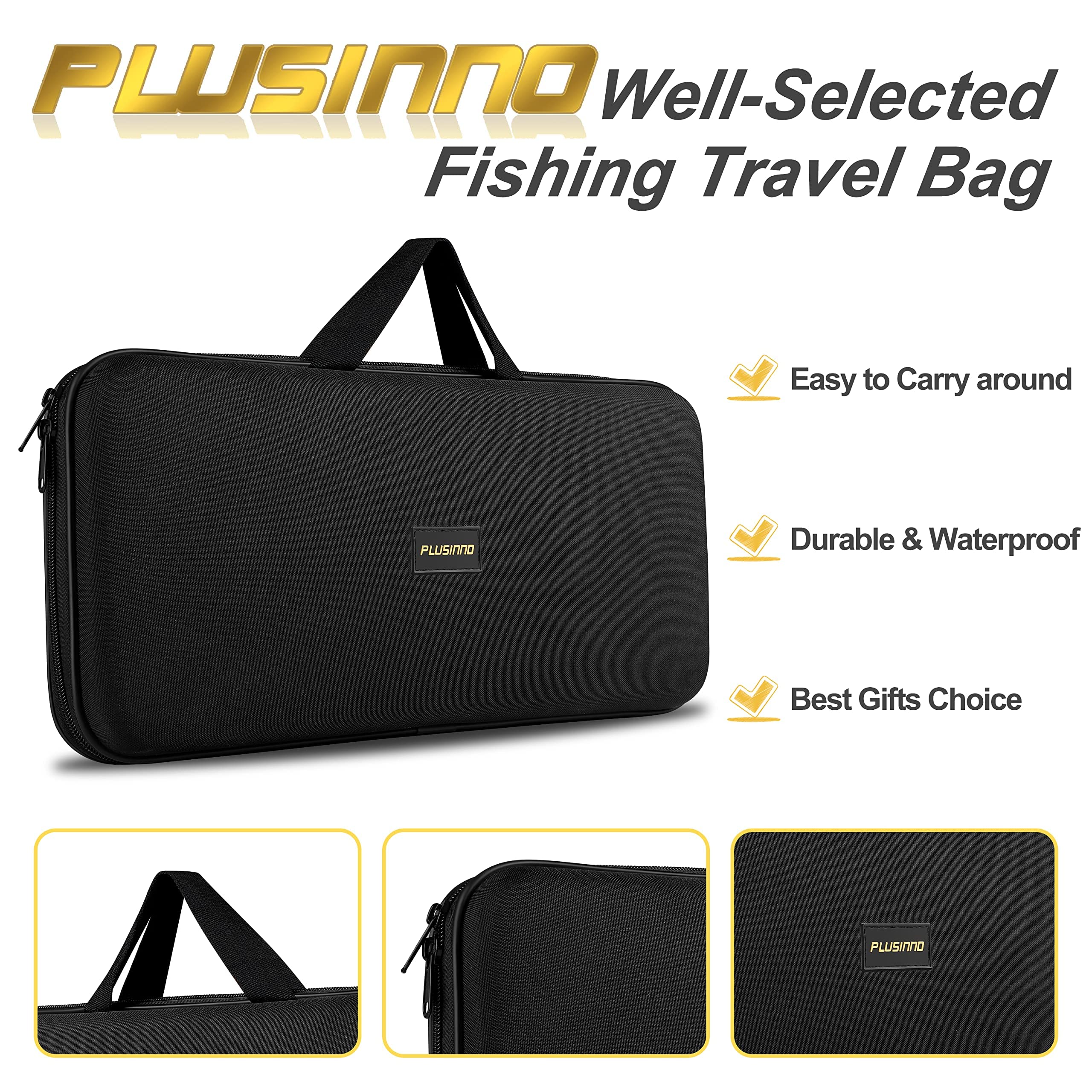 PLUSINNO Fishing Rod, Telescopic Fishing Rod and Reel Combo, Collapsible Travel Fishing Pole Rod Starter Kit, Carbon Fiber Fishing Rods and 12 +1 Bearings Stainless Steel, Fishing Gifts for Men Adults