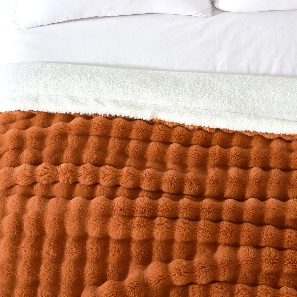 50x60 Inches Ultra-Soft Fuzzy Faux Fur Plush Throw Blanket - Thick, Warm Sherpa for Couch, Sofa, Bedroom, Camping - Decorative Blanket for Cozy Warmth, Bubble Grey