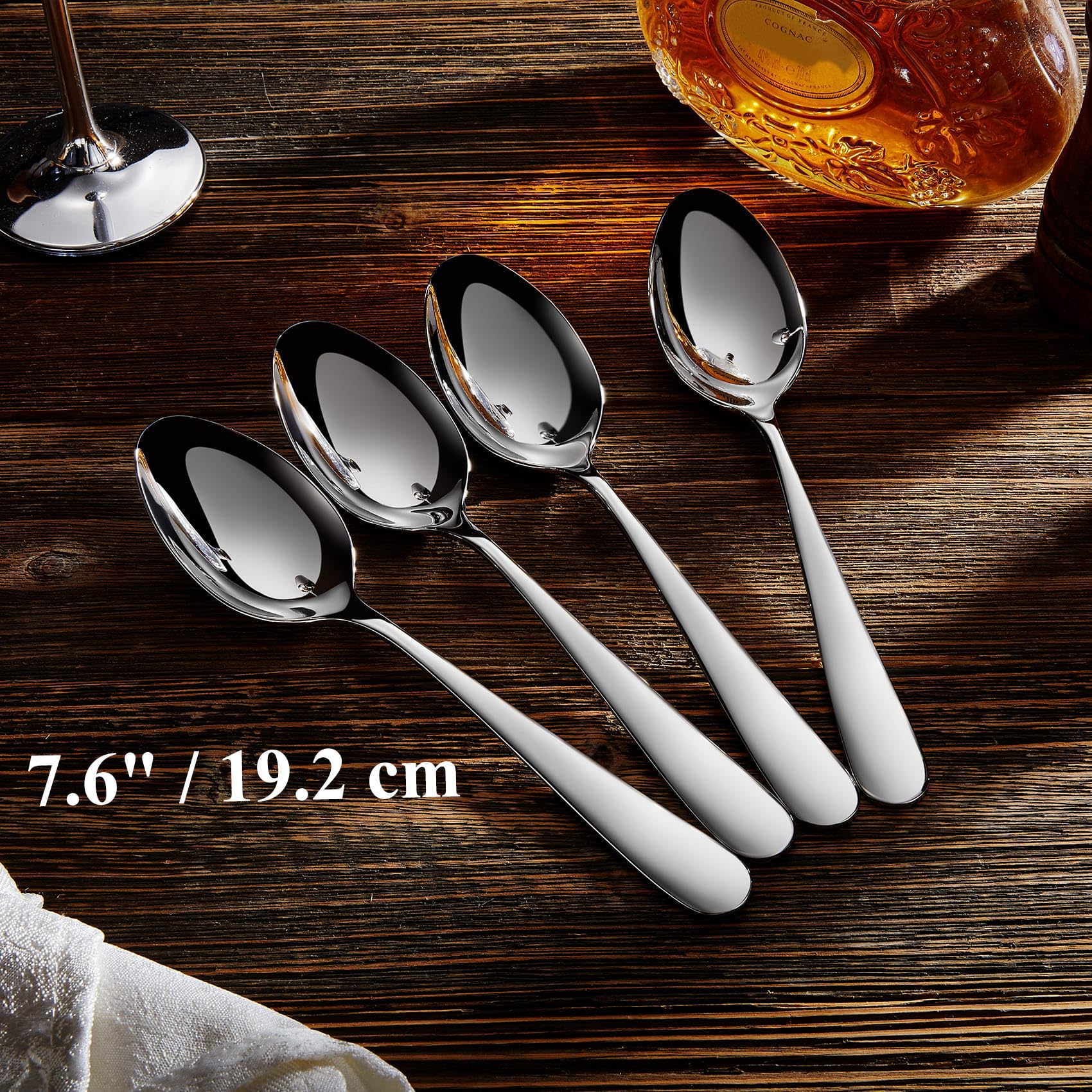 KEAWELL Premium Louise Spoons Set, Set of 4, 18/10 Stainless Steel, Exceptional mirror finish, Dishwasher Safe (5.6" Small Spoon)