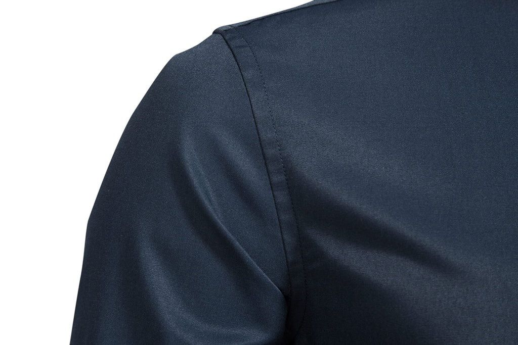 Men’s Banded Collar(Mandarin Collar) Long Sleeve Casual Solid Fancy Dress Shirts