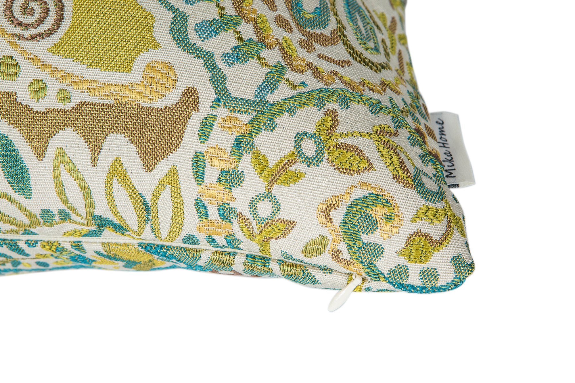 Mika Home Pack of 2 Decorative Pillow Covers Throw Pillow Cases,Paisley Pattern,18X18 Inches,Blue Brown Cream Multicolor