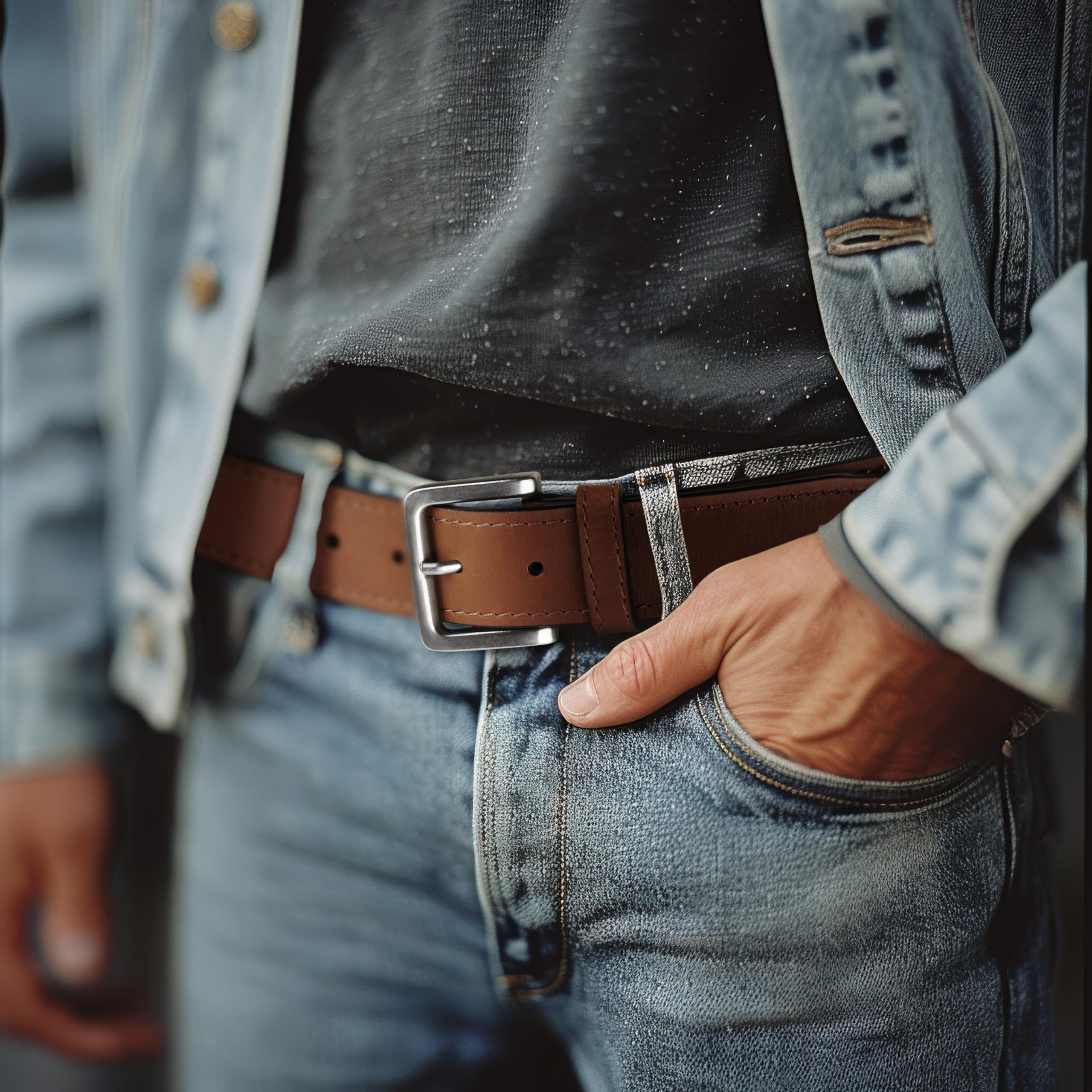 Wrangler Men’s Leather Belt, Country Casual Every Day Belt for Jeans
