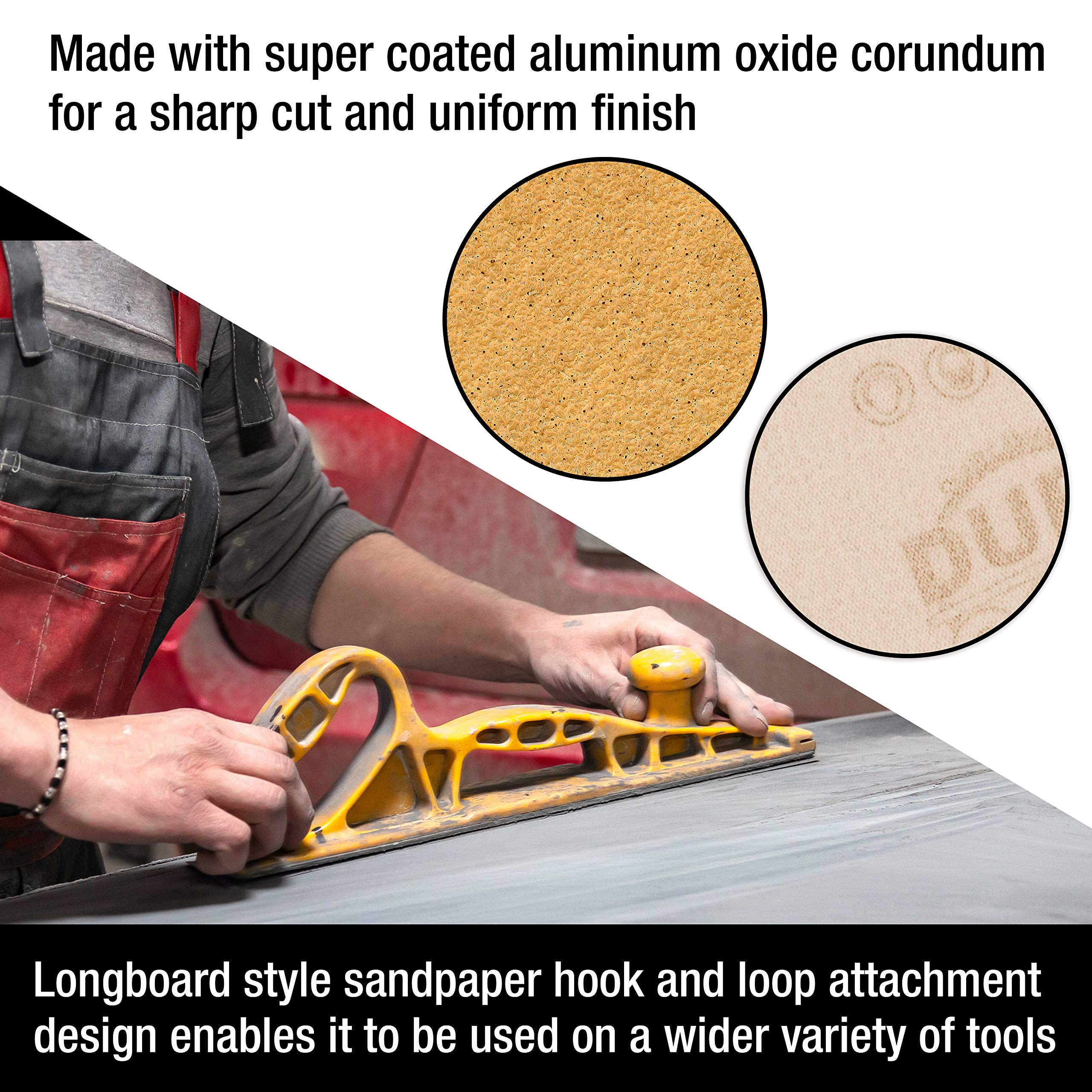 Dura-Gold Premium - 40 Grit Gold - Hook & Loop Backing Longboard Continuous Sandpaper Roll, 2-3/4" Wide, 12 Yards Long - For Automotive & Woodworking Air File Long Board Sanders, Hand Sanding Blocks