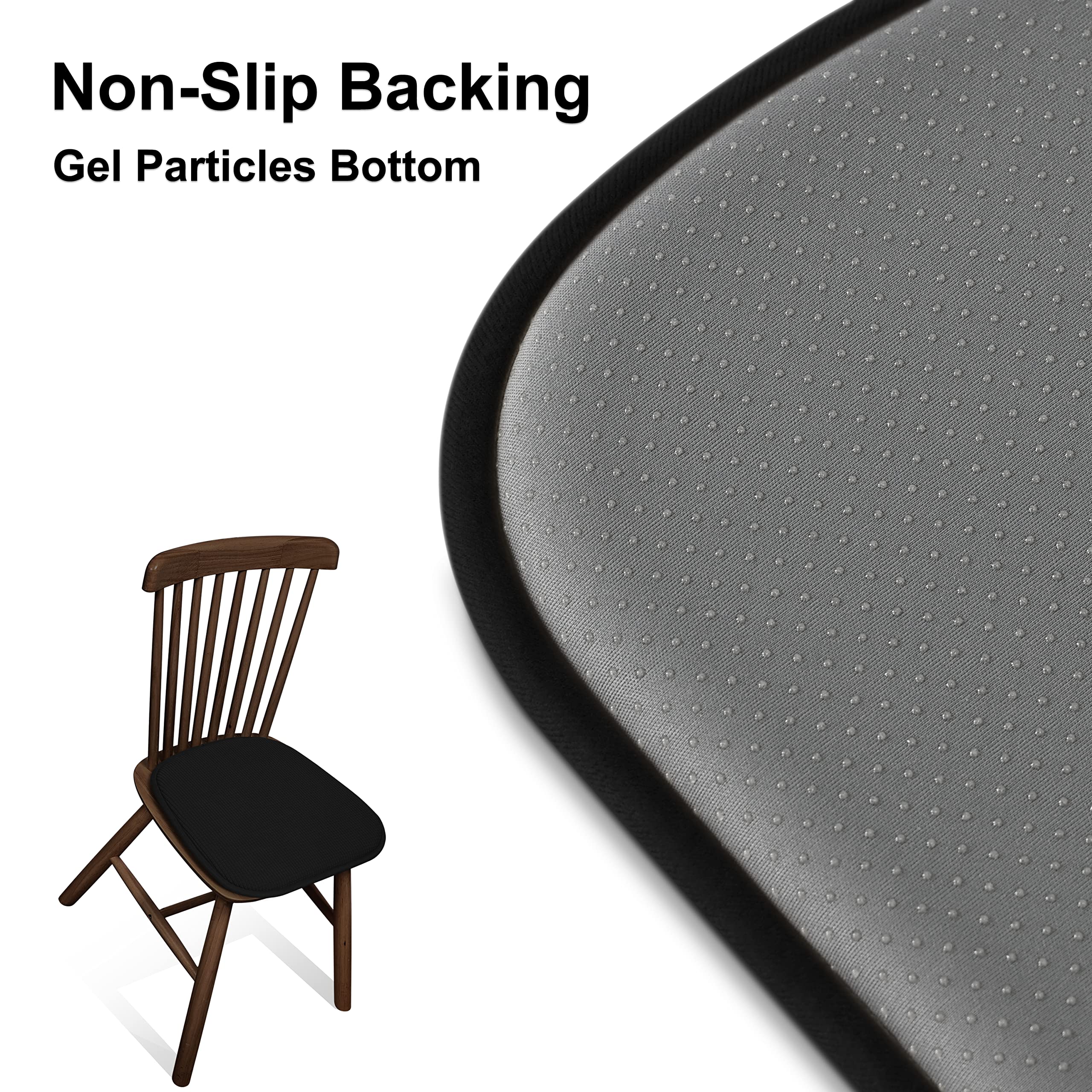 Shinnwa Dining Chair Cushions 2 Pack, Non Slip Indoor Chair Pads, U-Shaped Kitchen Seat Cushions, Set of 2, 15 x 16 Inches, Black