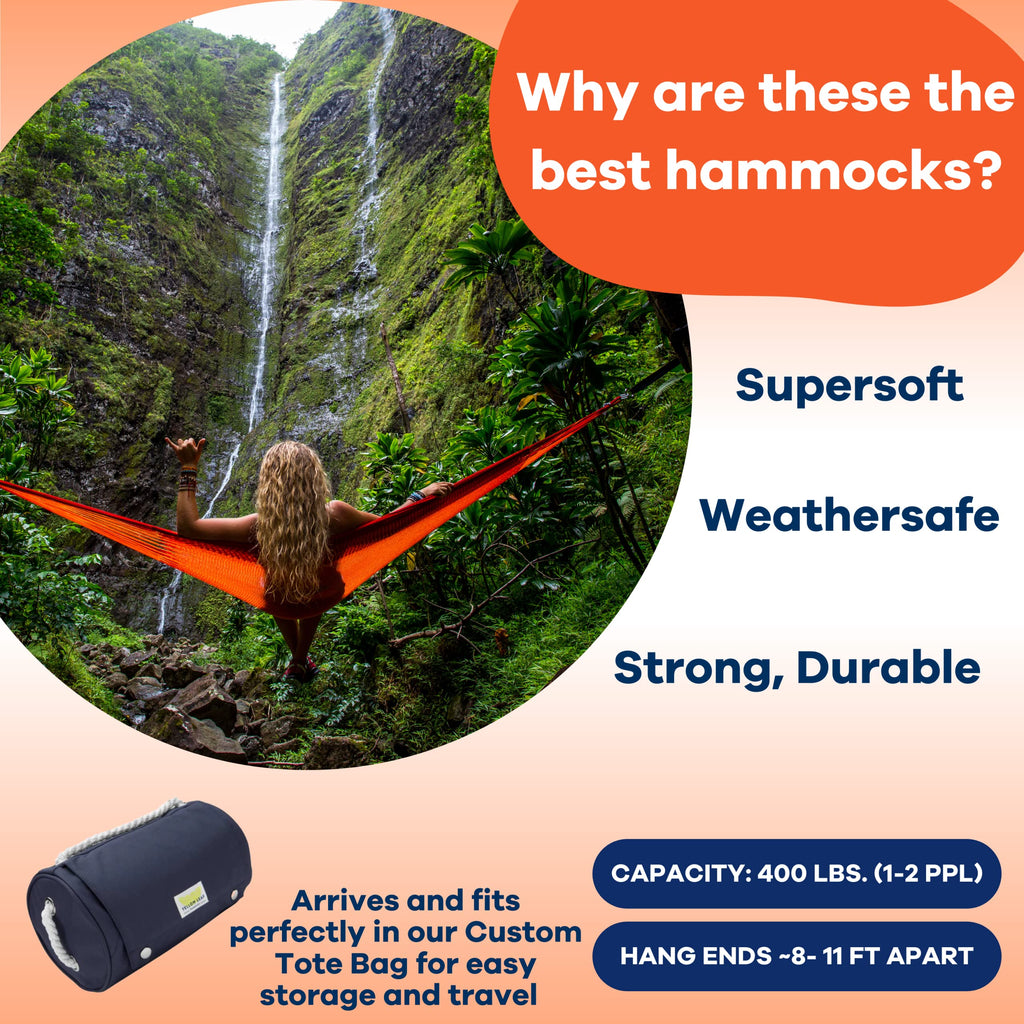 Handwoven Hammock by Yellow Leaf Hammocks - Double Size, Fits 1-2 PPL, 400lb max - Weathersafe, Super Strong, Easy to Hang, Ultra Soft, Artisan Made - Color: Natural Khaki