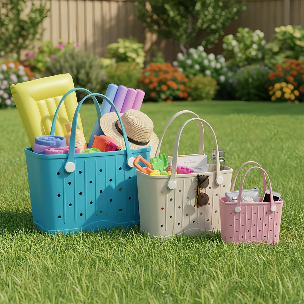 Rubber Beach Bag EVA Waterproof Tote Bags Washable Sand-proof Travel Handbags for Pool Boat Groceries Work Sports