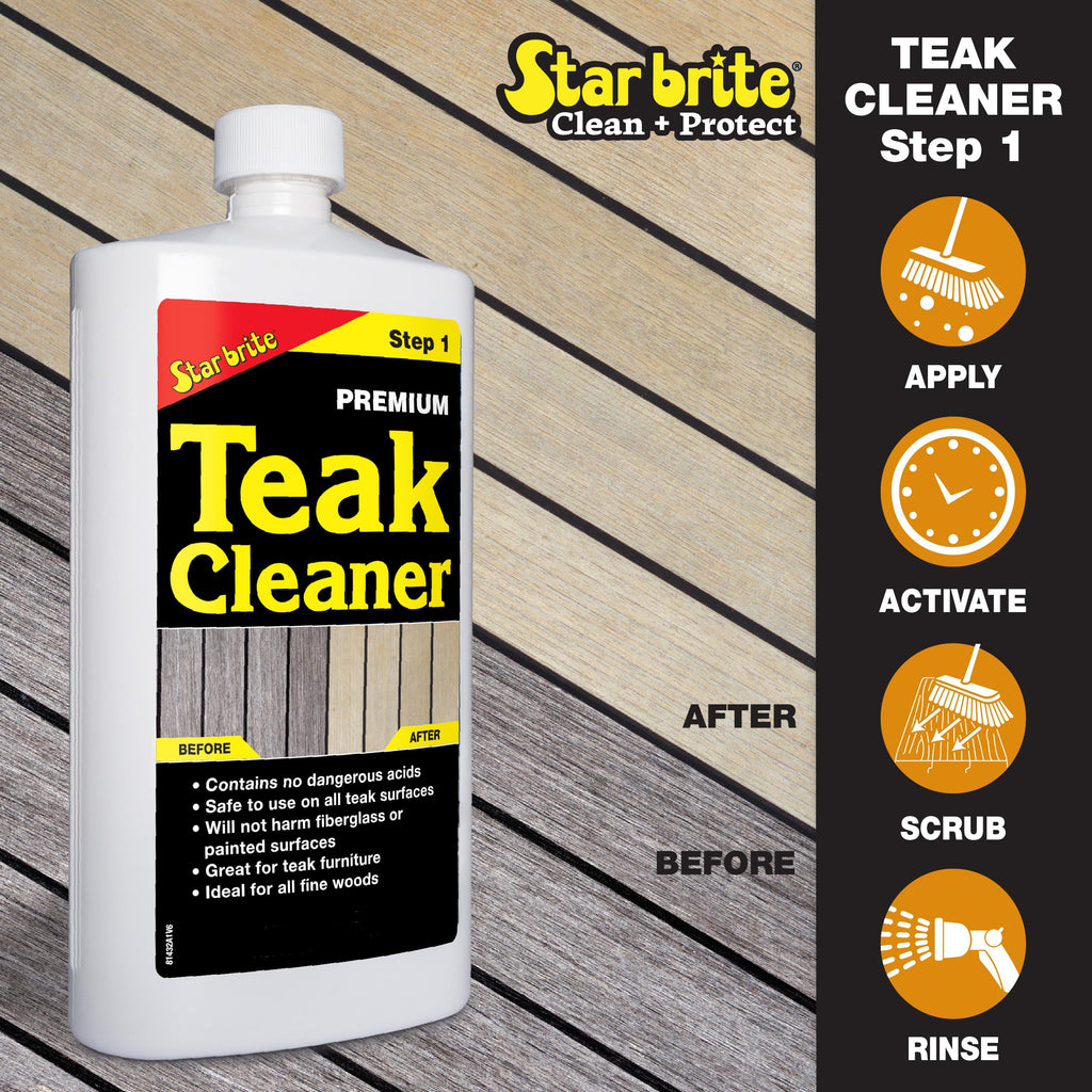STAR BRITE Teak Care 3 Step Kit - Teak Cleaner + Teak Brightener + Teak Oil - 16 OZ (081216)