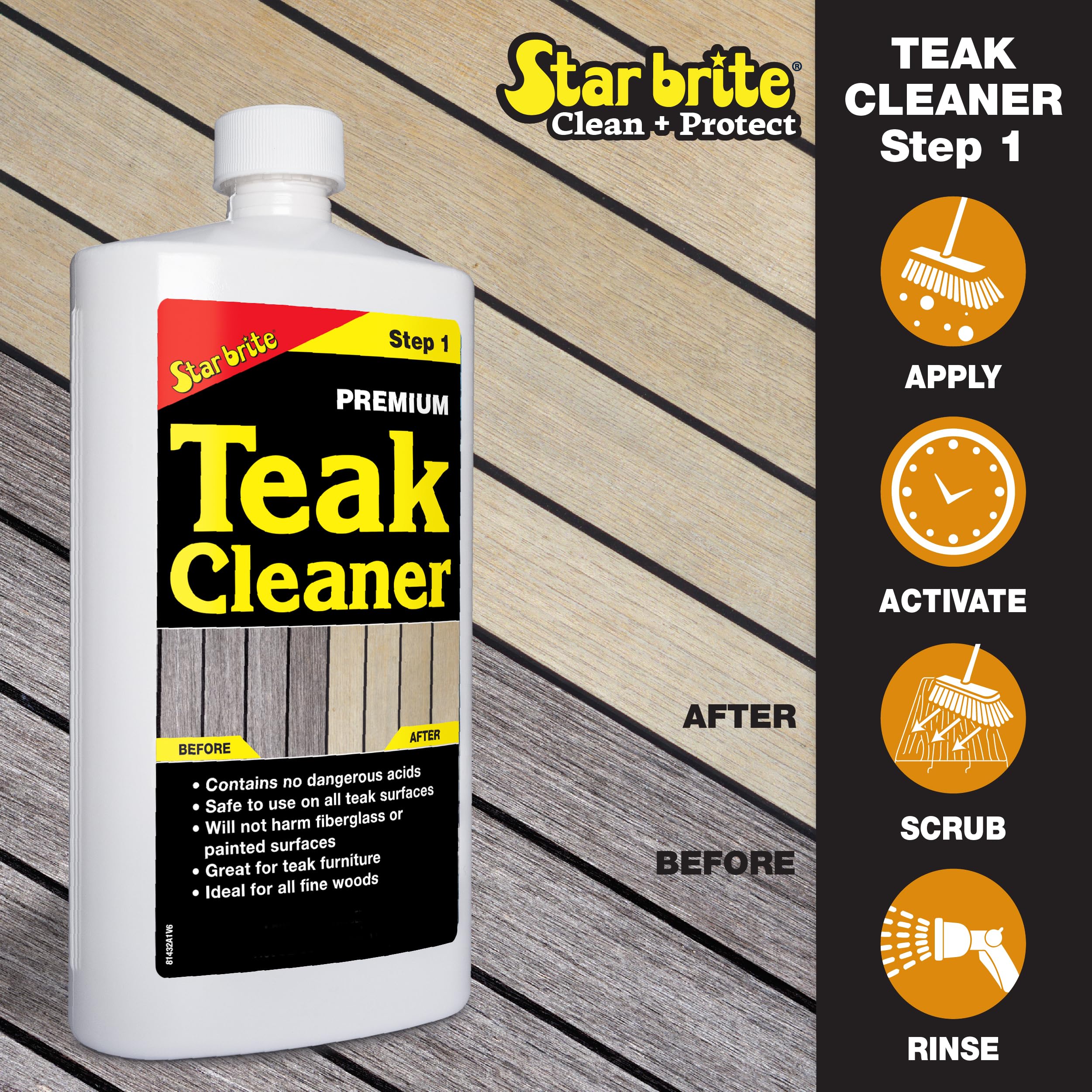 STAR BRITE Teak Care 3 Step Kit - Teak Cleaner + Teak Brightener + Teak Oil - 16 OZ (081216)