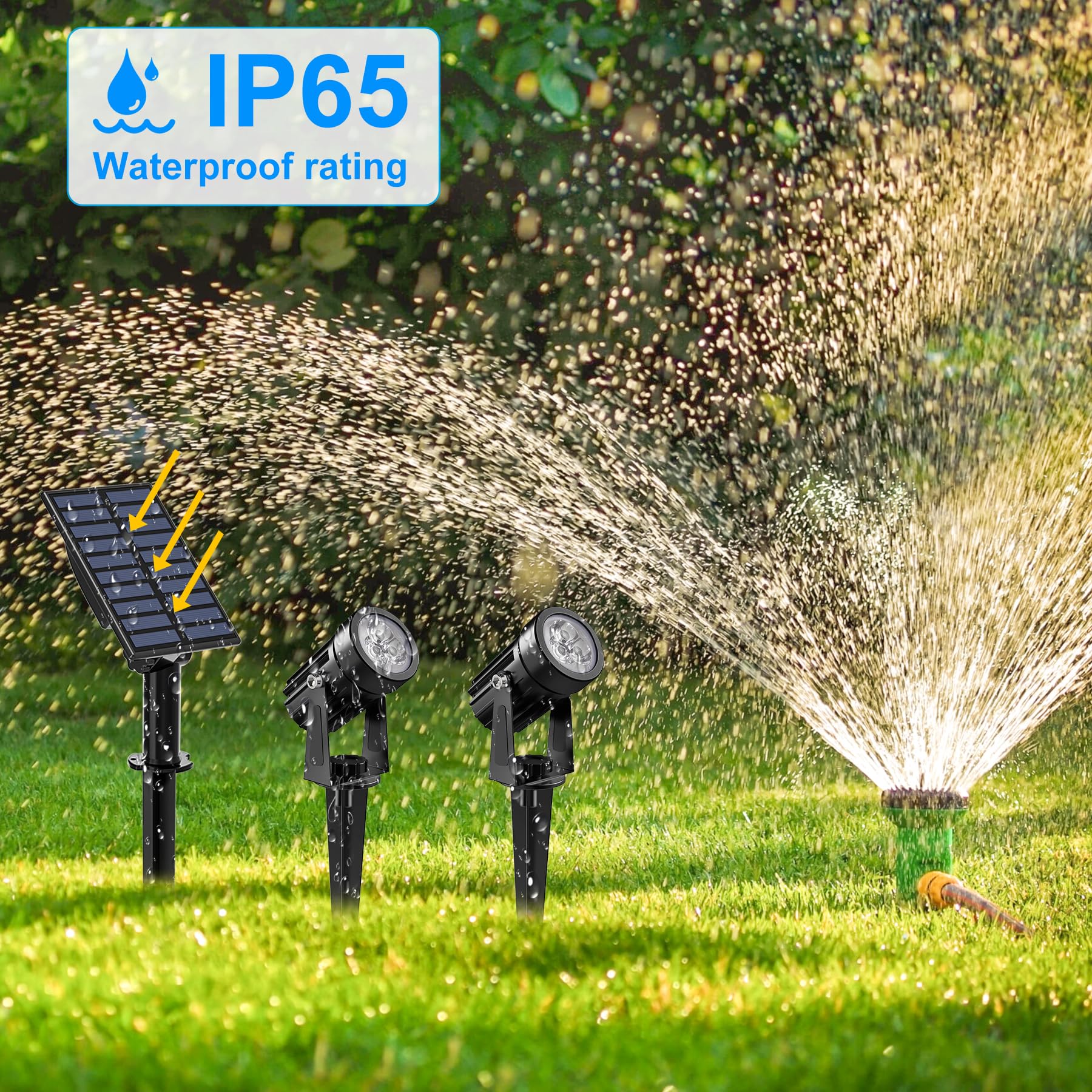 Solar Spot Lights Outdoor, Solar Landscape Spotlights IP65 Waterproof 9.8ft Cable,Auto On/Off Outdoor Wall Lights for Garden Yard Driveway Porch Walkway Pool (3000K Warm White)
