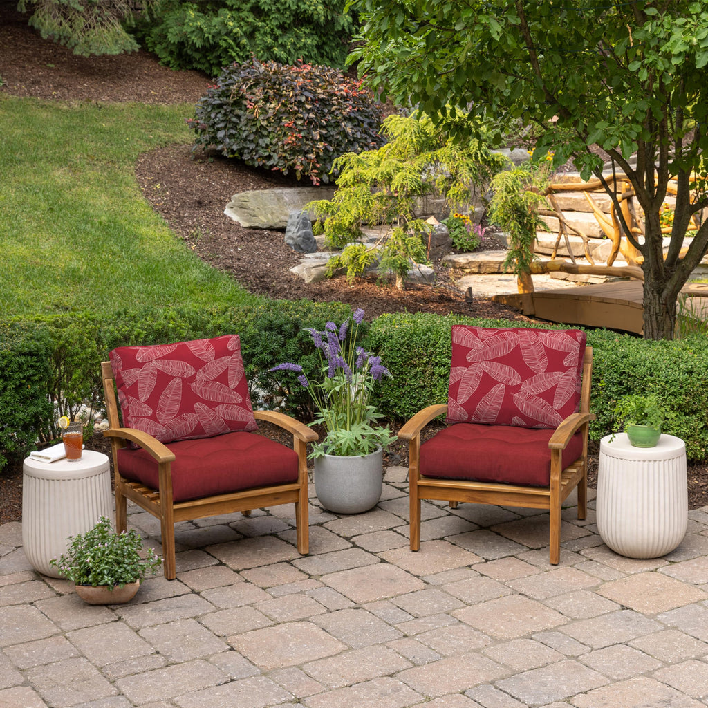 Arden Outdoor Plush Modern Tufted Blowfill Deep Seat Set, 24 x 24, Water Repellent, Fade Resistant, Deep Seat Bottom and Back Cushion for Chair and Sofa, Alana Tile