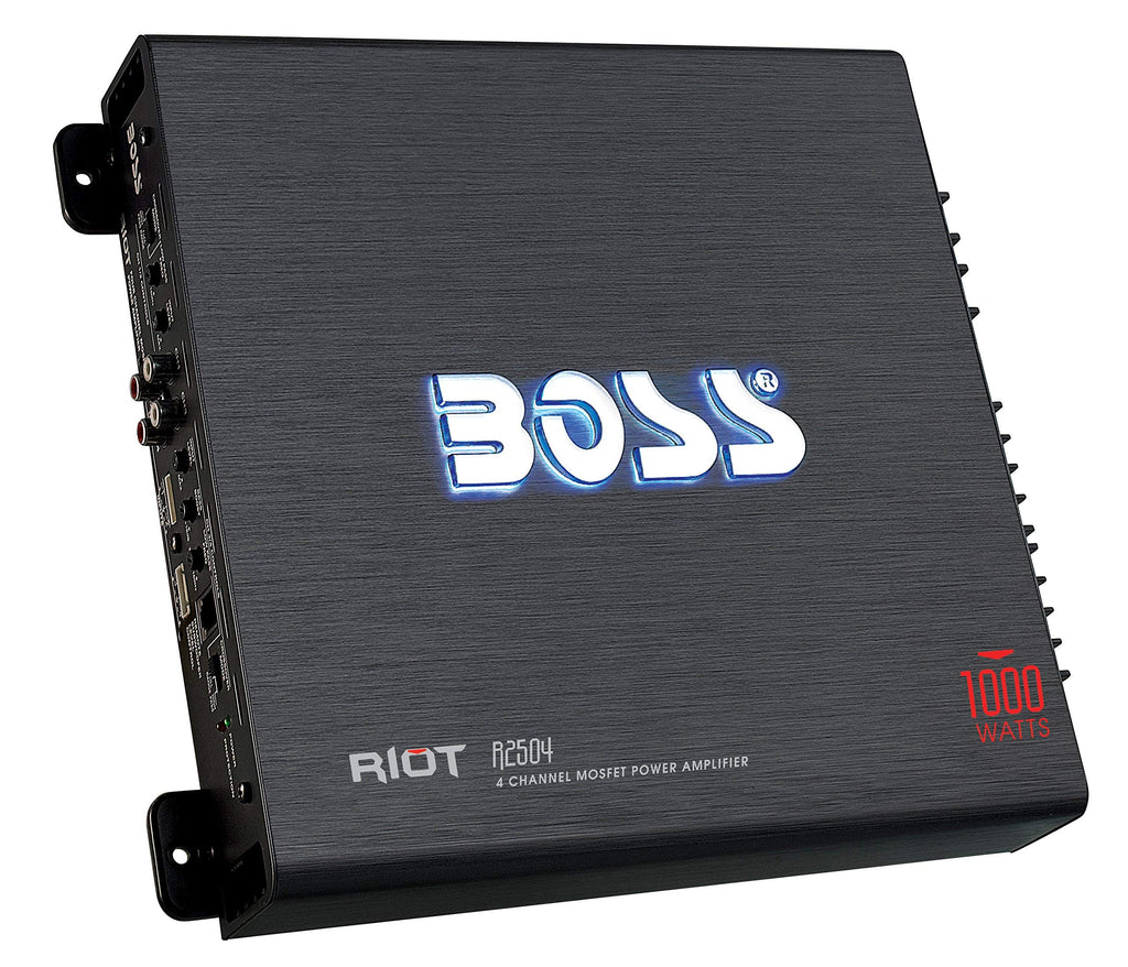 BOSS Audio Systems R1004 Riot Series 4 Channel Class A/B Car Amplifier - 400 High Output, IC (Integrated Circuit), Hook Up to Subwoofer for Bass