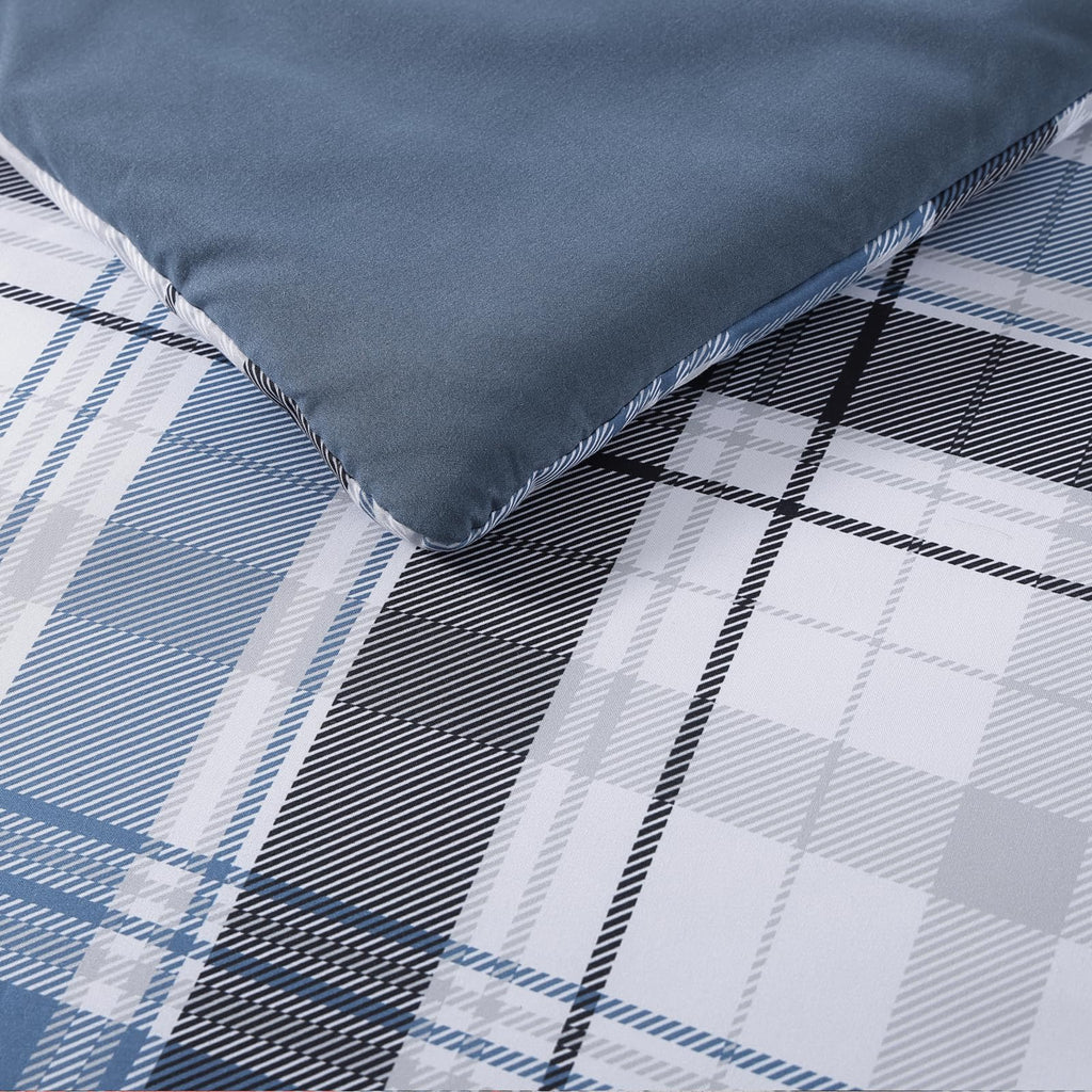 MaiRêve Queen Comforter Set, Classic Plaid Farmhouse Bedding Sets 7 Pieces, Beige All Season Bed in A Bag with Sheets, Pillowcases & Shams